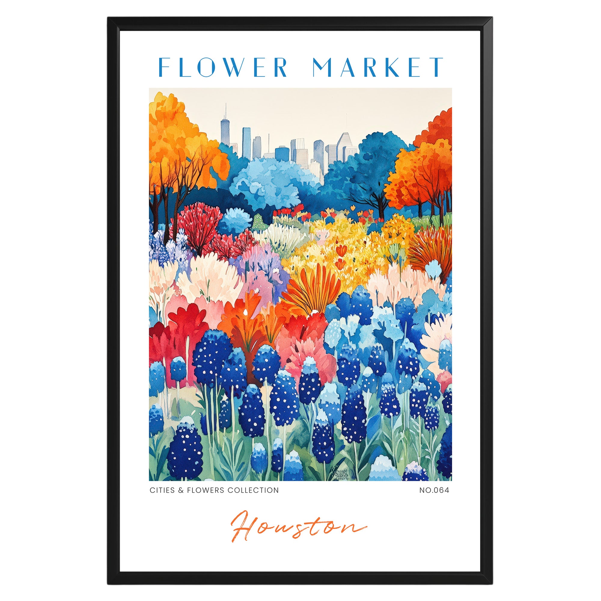 Houston Texas Flower Market Poster - GroovyGrove