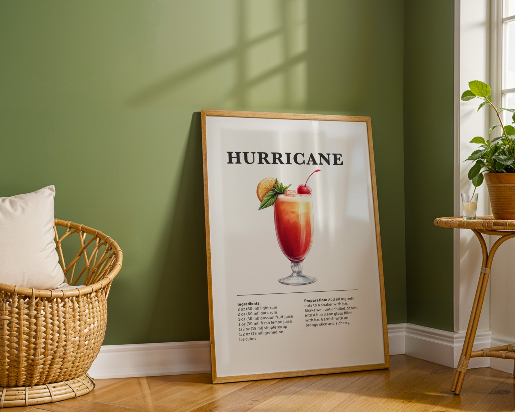 Hurricane Cocktail Recipe Poster - GroovyGrove