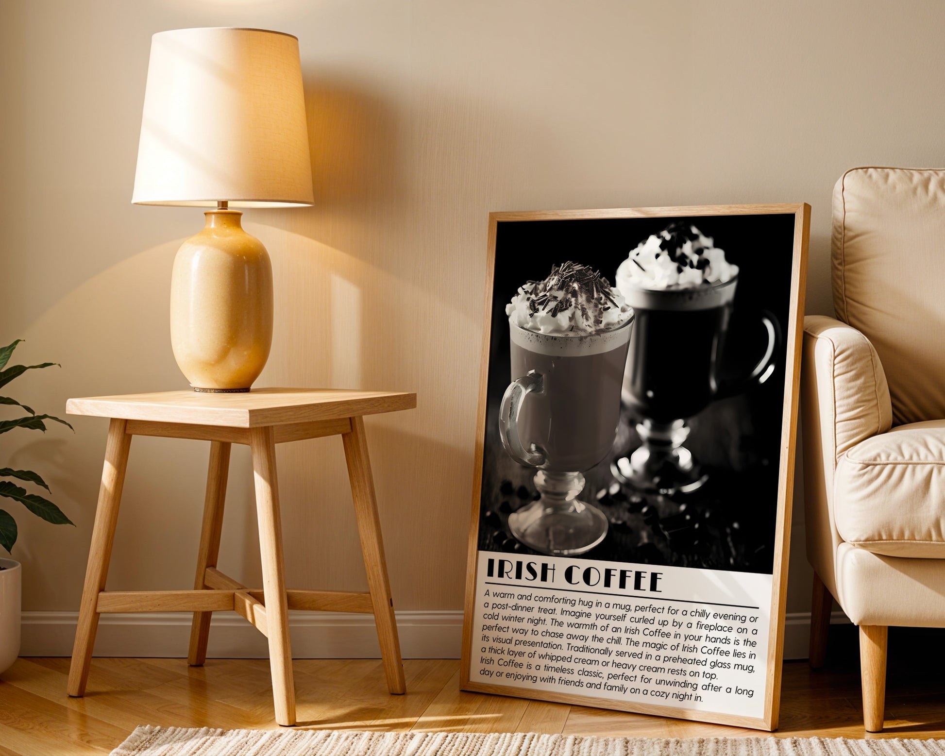 Irish Coffee Cocktail Black and White Poster - GroovyGrove