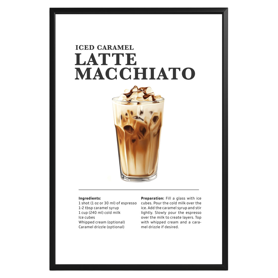 Iced Caramel Latte Macchiato Coffee Recipe Poster - GroovyGrove