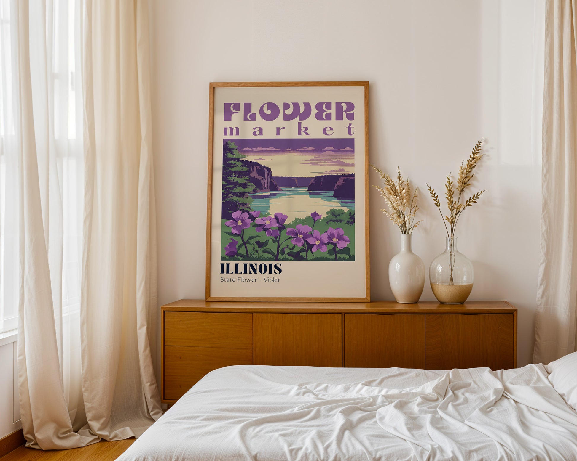 Illinois Flower Market Vintage Poster - GroovyGrove