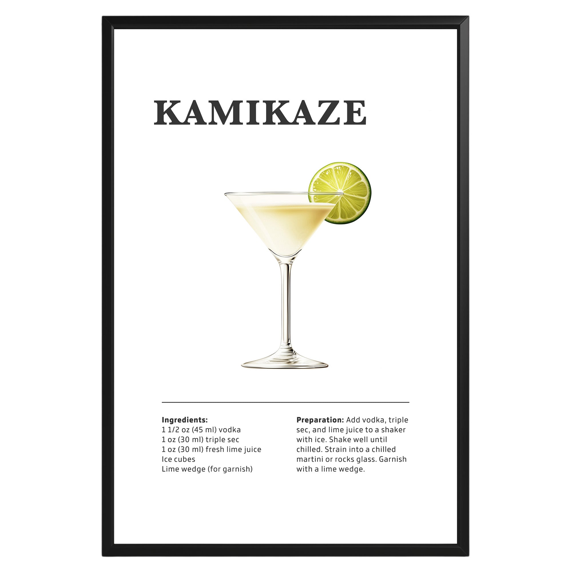 Kamikaze Cocktail Recipe Poster - GroovyGrove