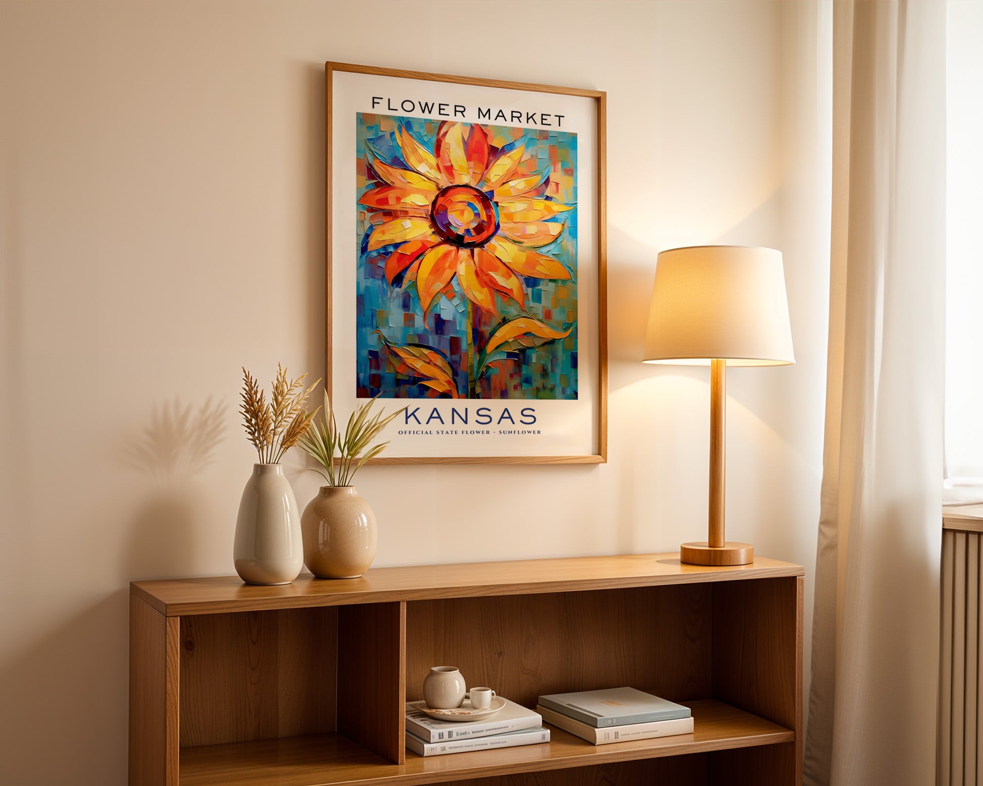 Kansas State Flower Market Poster - GroovyGrove