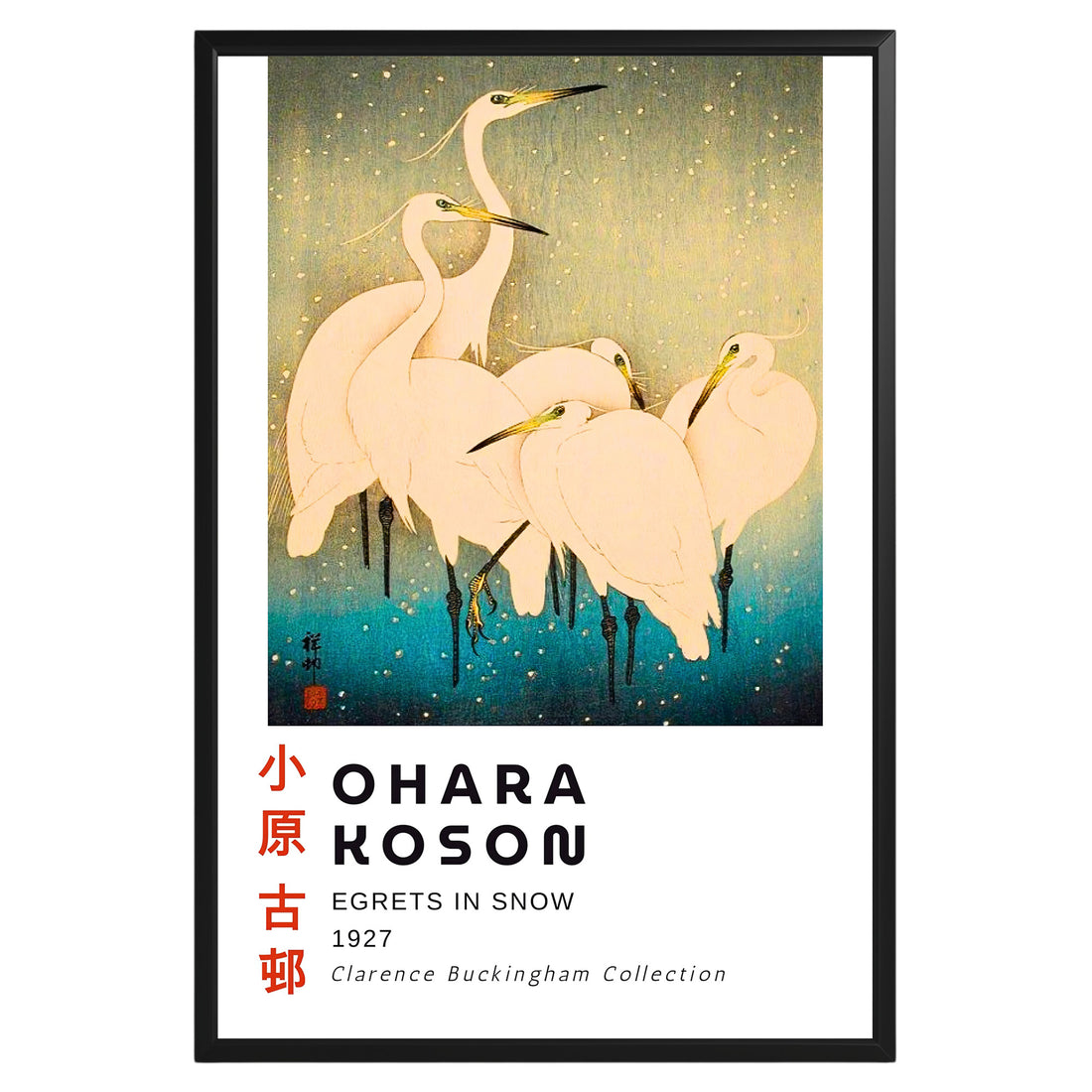 Egrets and Snow Ohara Koson Poster - GroovyGrove