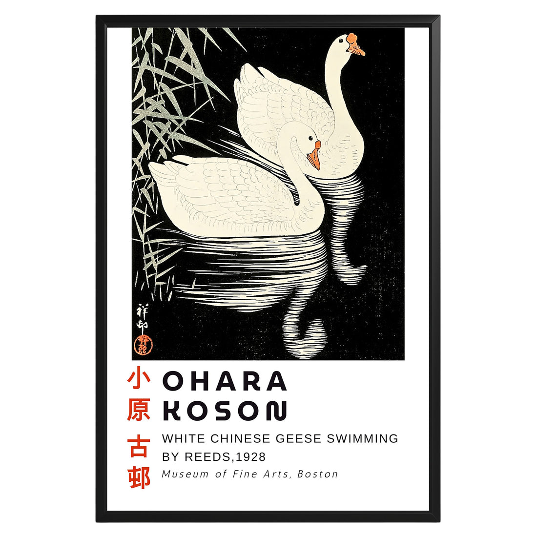 White Chinese Geese Ohara Koson Poster - GroovyGrove