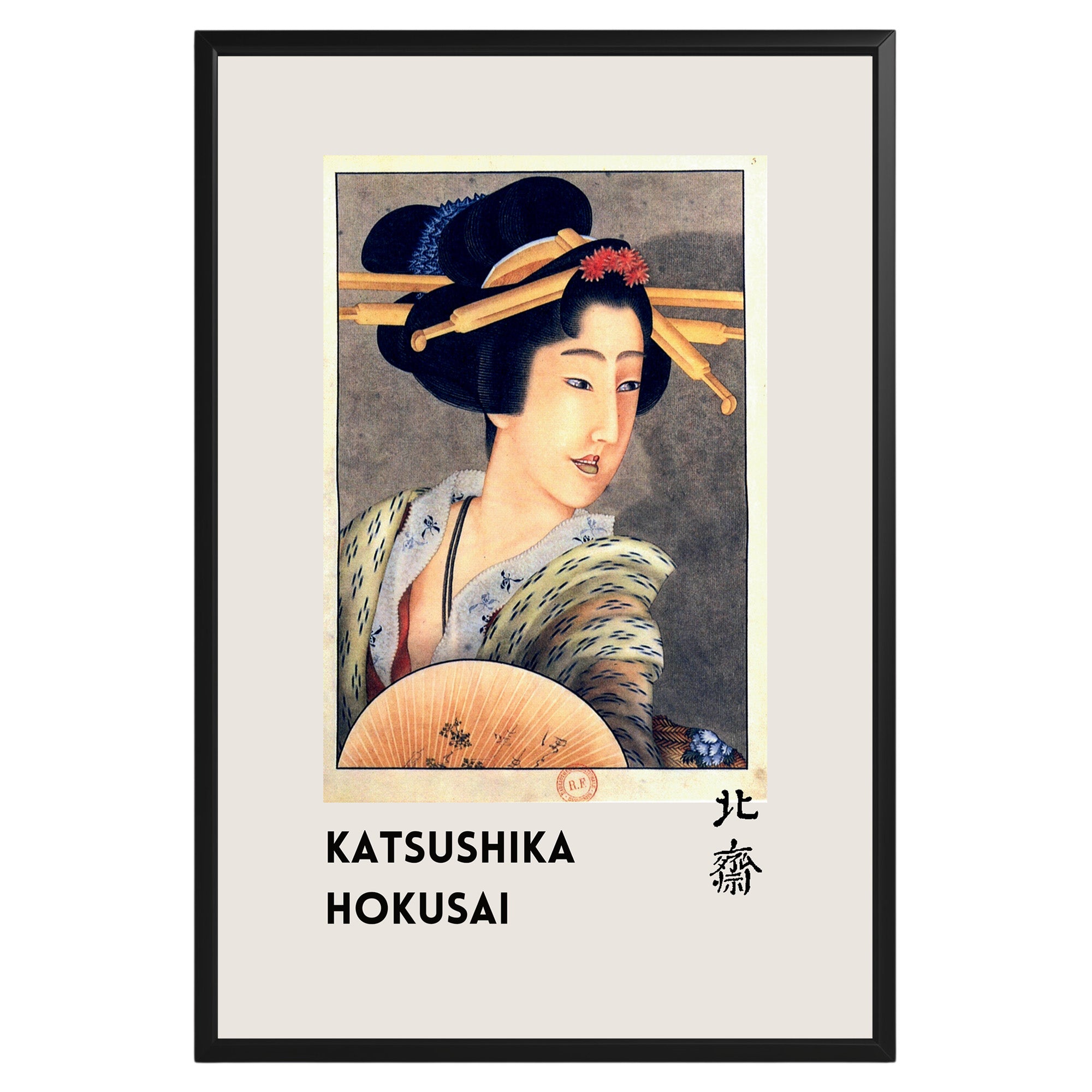 Hokusai Portrait Woman Holding Fan Poster - GroovyGrove