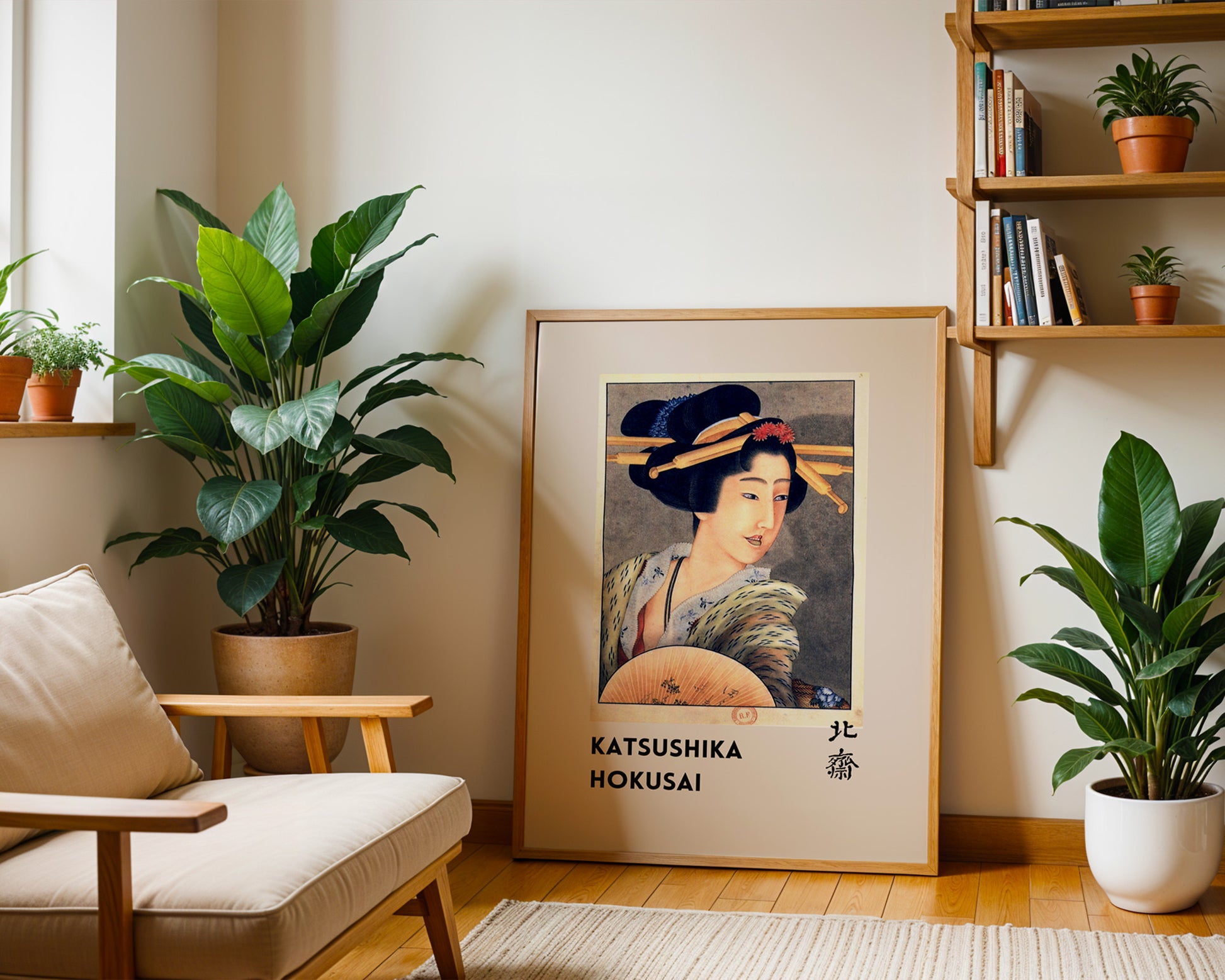 Hokusai Portrait Woman Holding Fan Poster - GroovyGrove