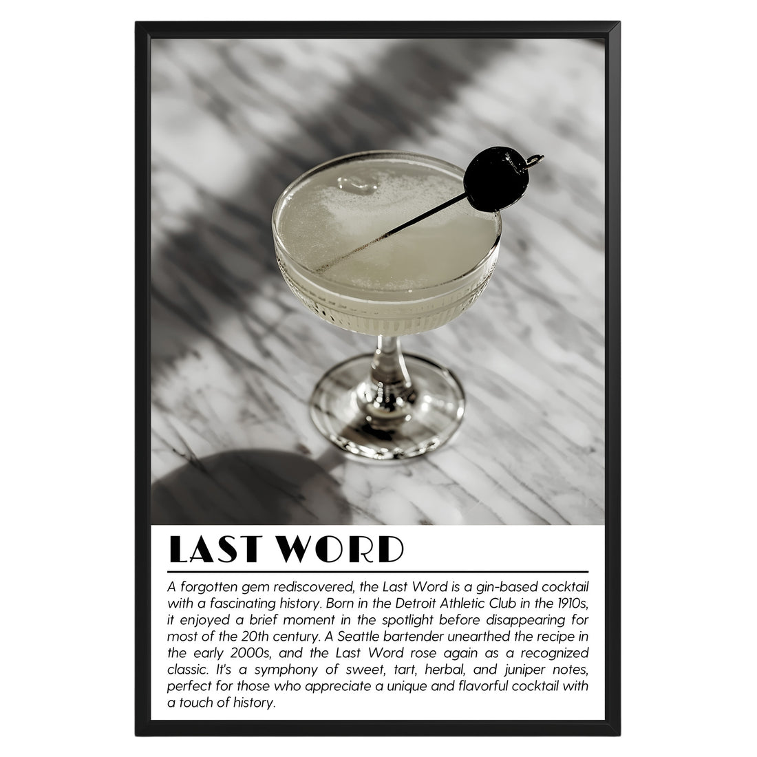 Last Word Cocktail Black and White Poster - GroovyGrove