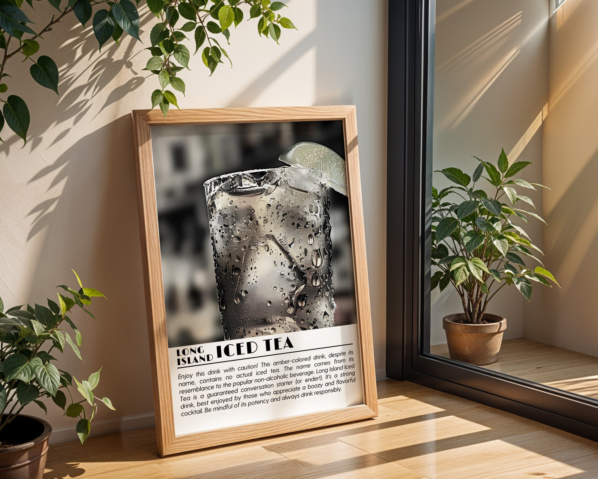 Long Island Iced Tea Cocktail Black and White Poster - GroovyGrove