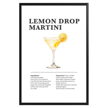 Lemon Drop Martini Cocktail Recipe Poster - GroovyGrove