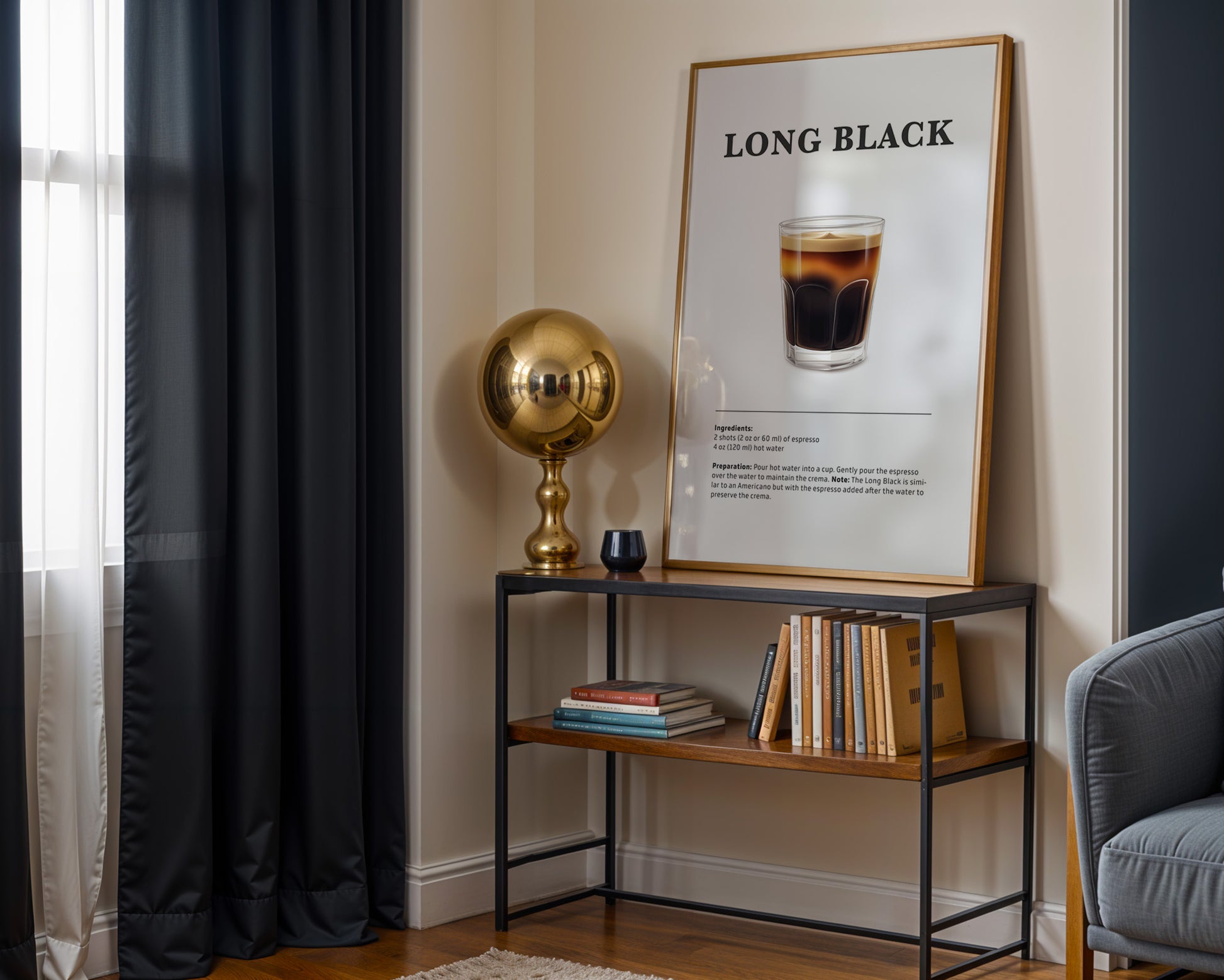 Long Black Coffee Recipe Poster - GroovyGrove