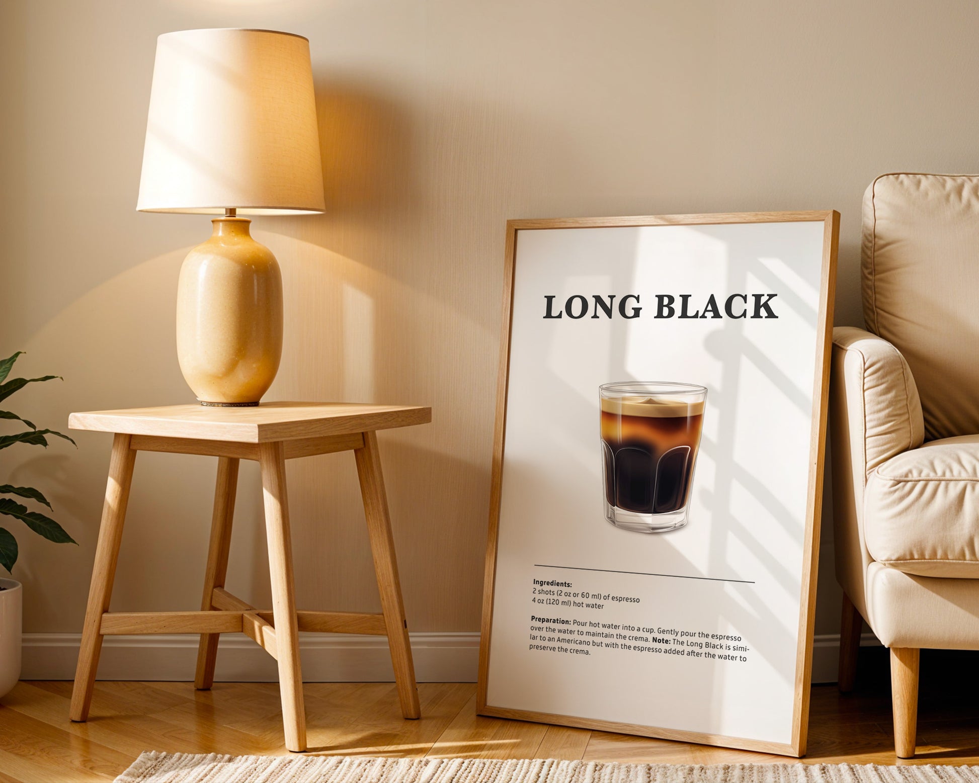 Long Black Coffee Recipe Poster - GroovyGrove