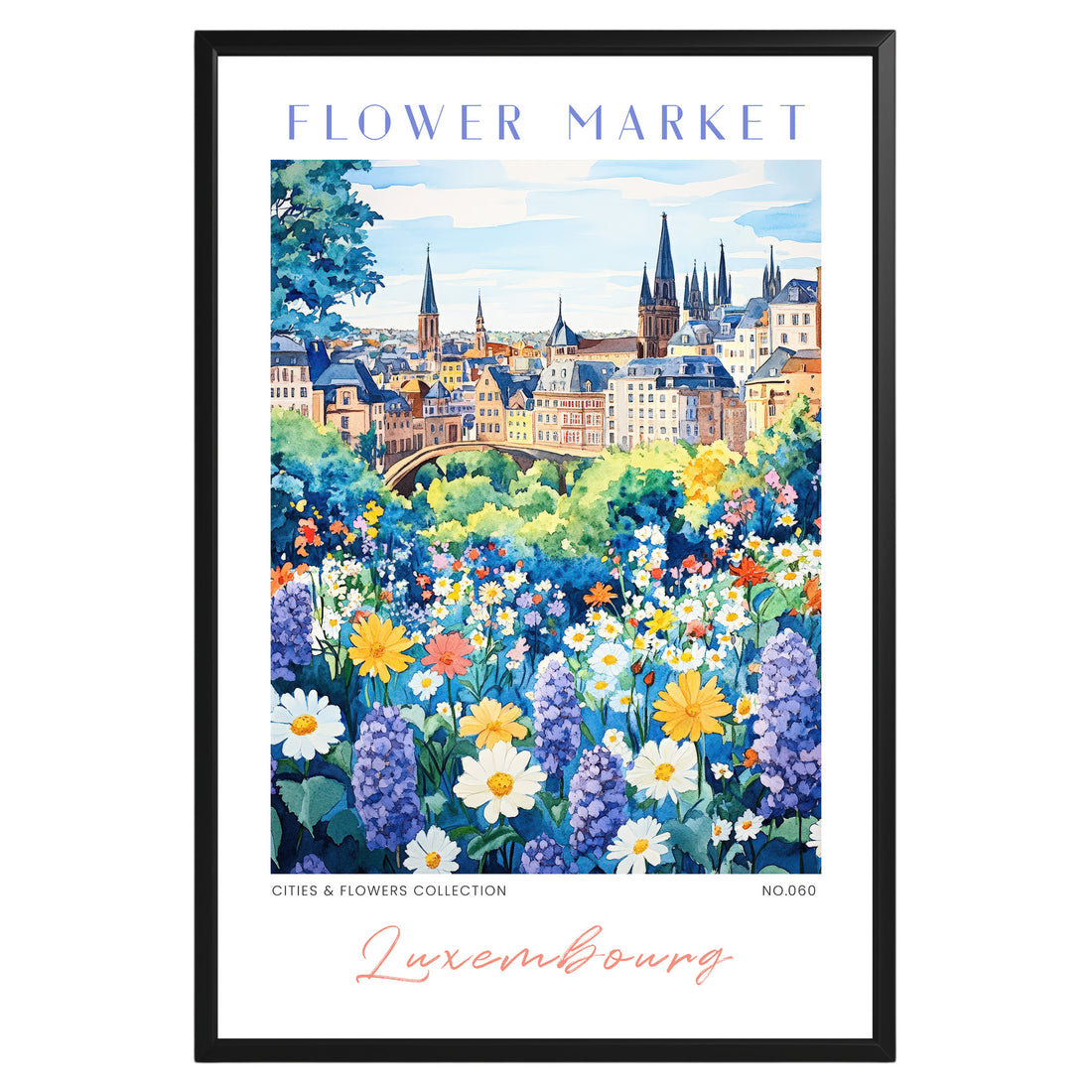 Luxembourg Flower Market Poster - GroovyGrove