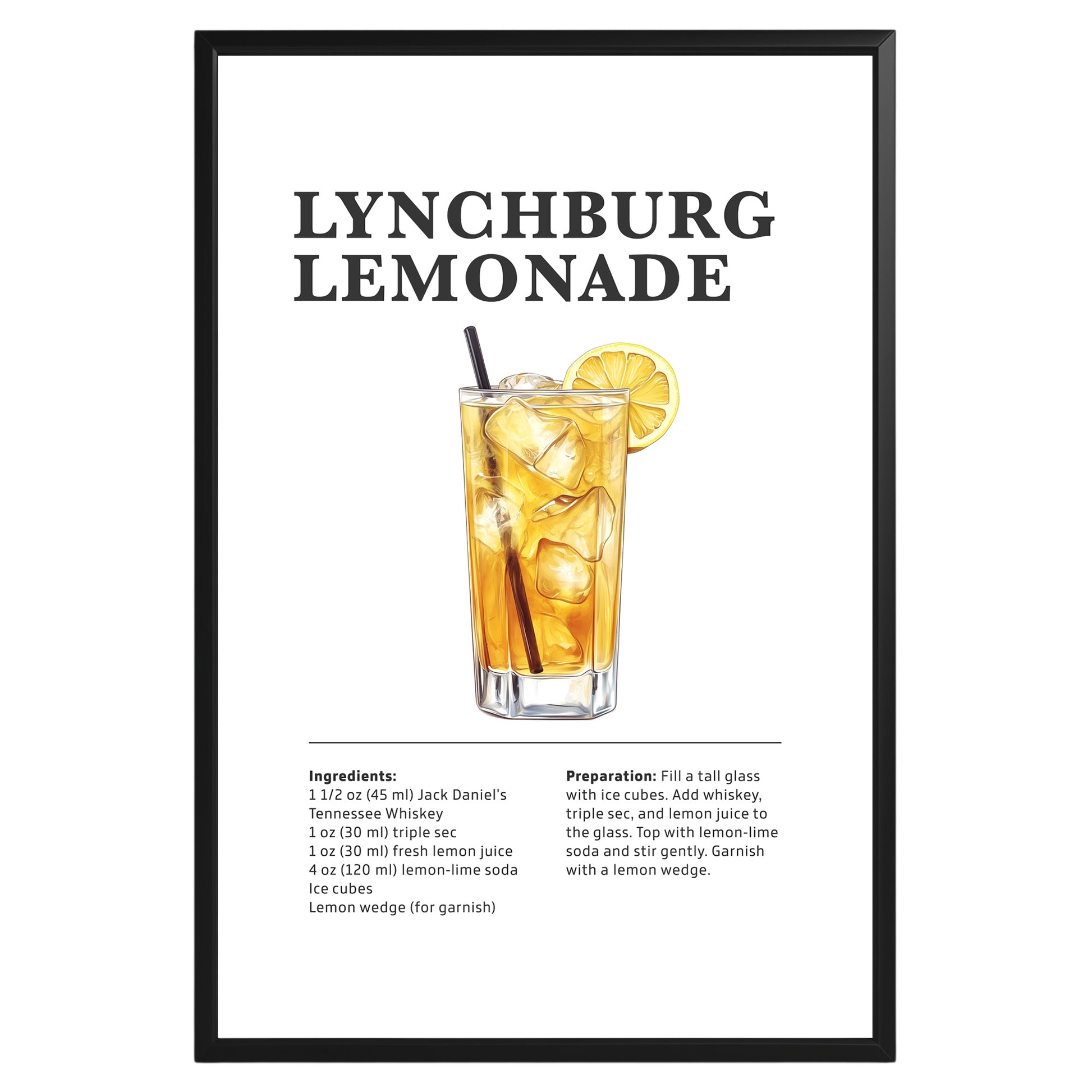 Lynchburg Lemonade Cocktail Recipe Poster - GroovyGrove