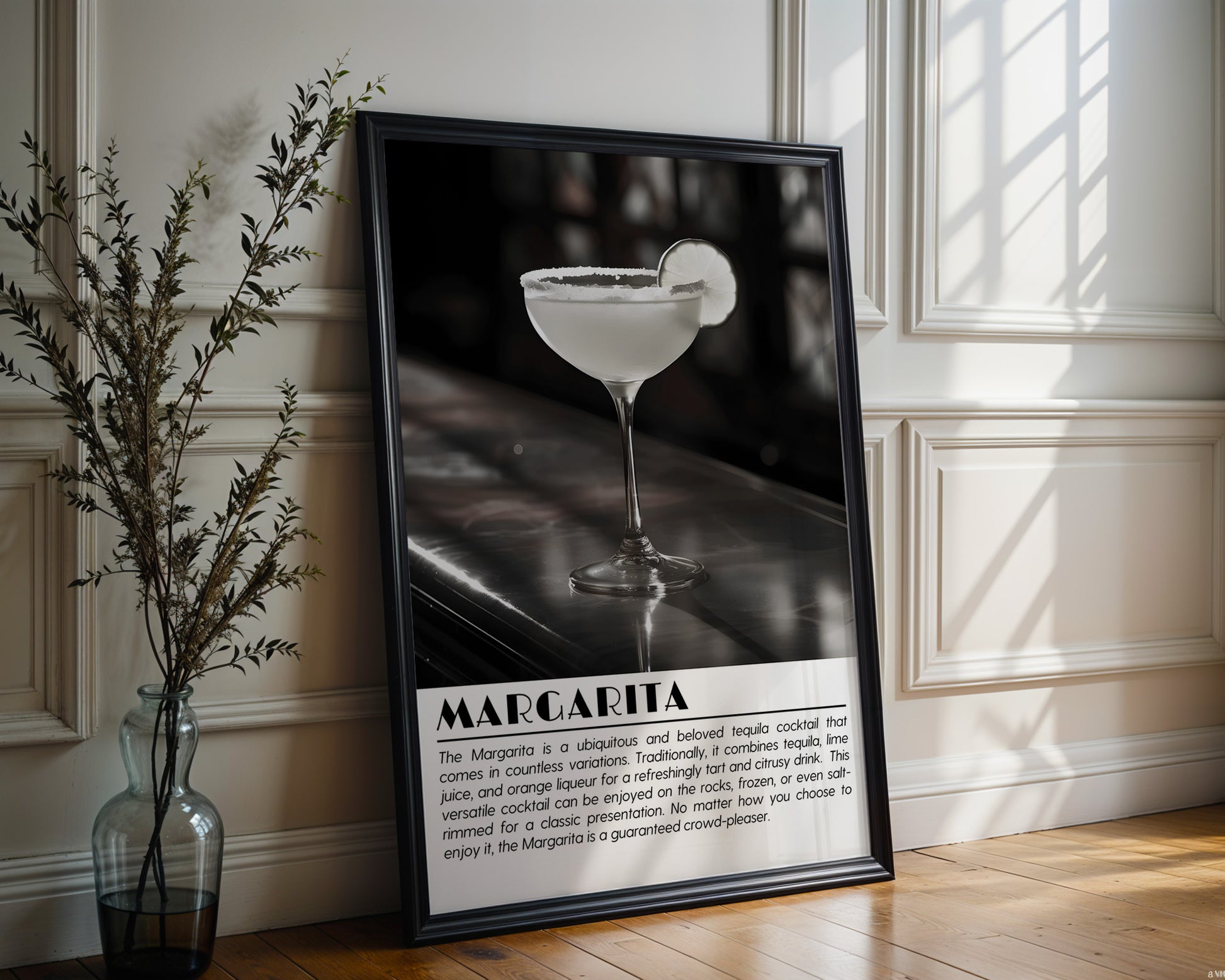 Margarita Cocktail Black and White Poster - GroovyGrove