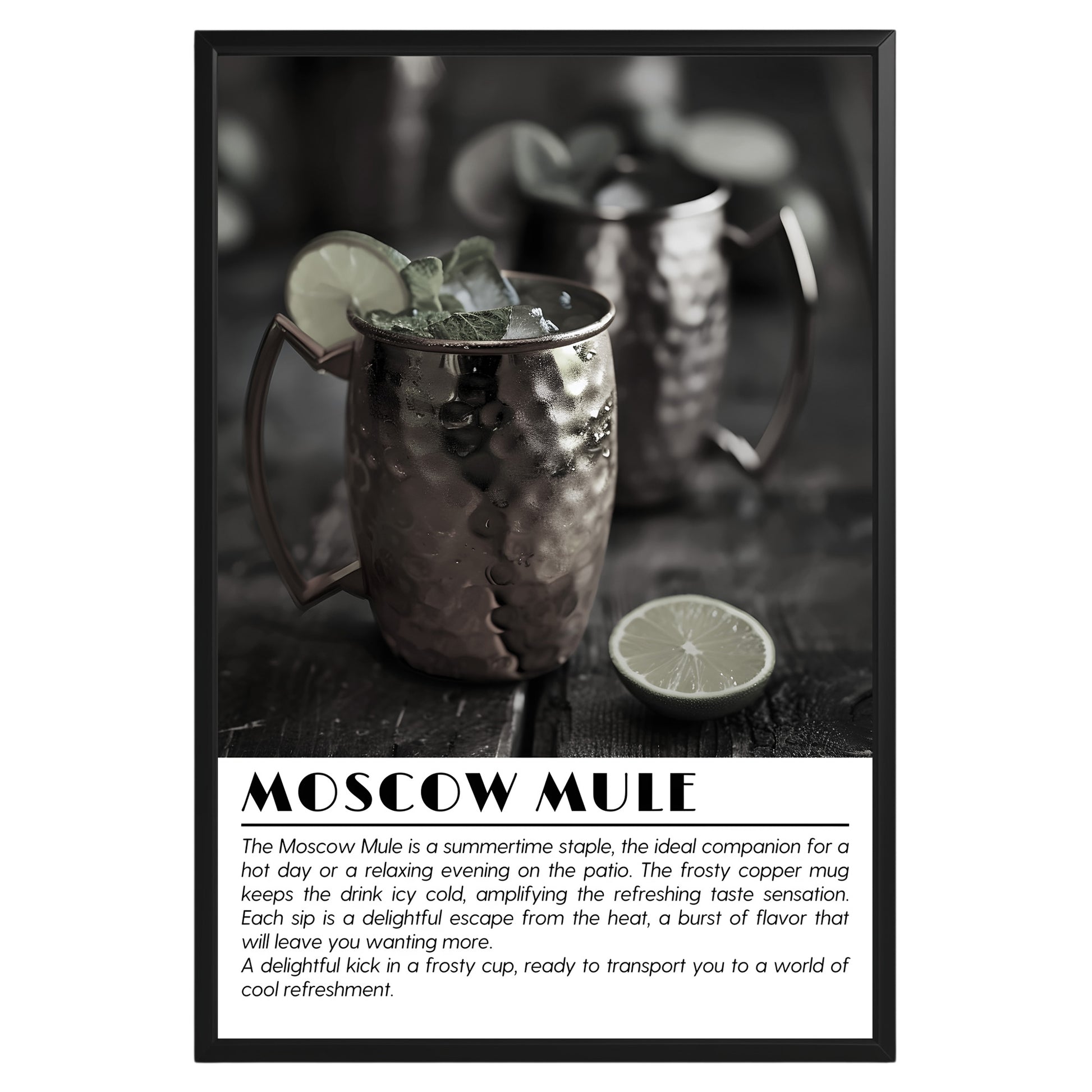 Moscow Mule Cocktail Black and White Poster - GroovyGrove