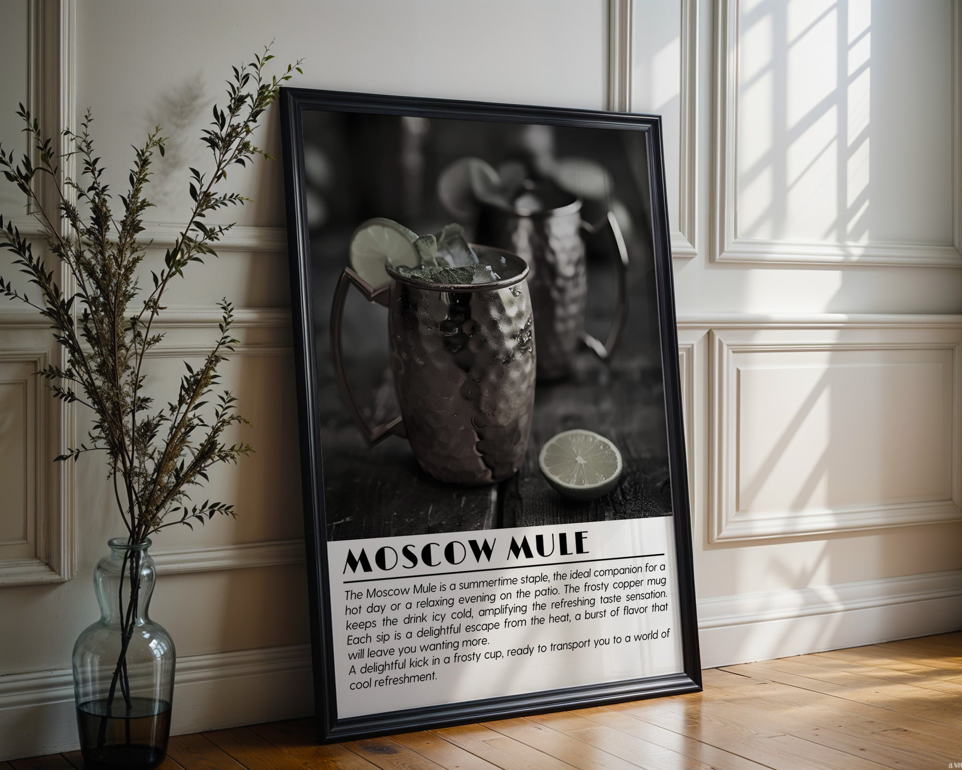 Moscow Mule Cocktail Black and White Poster - GroovyGrove