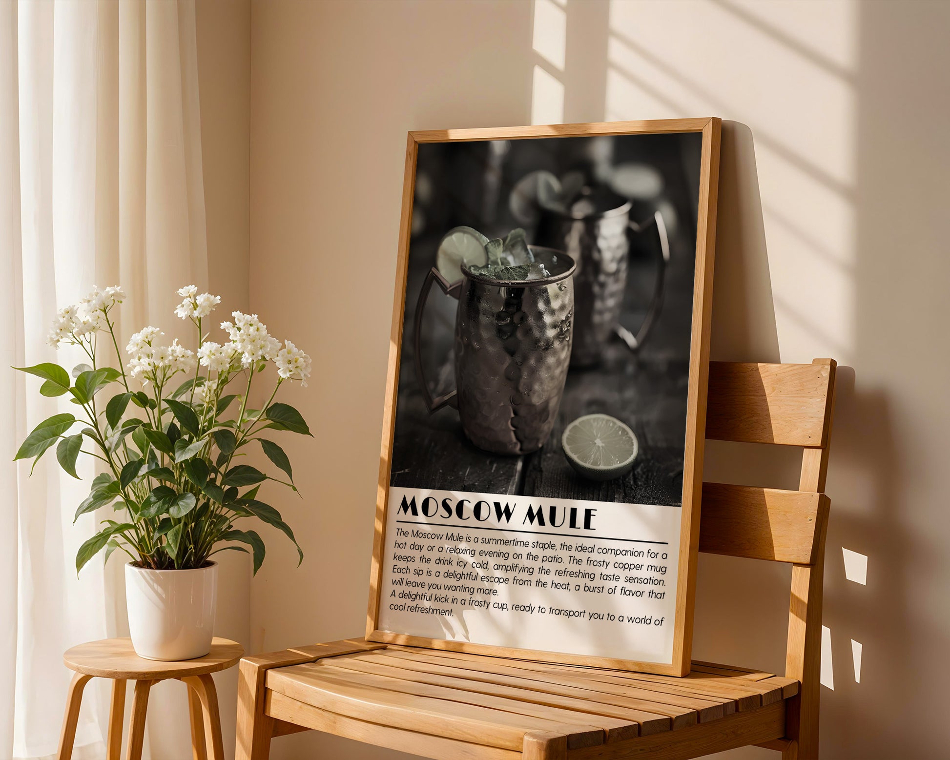 Moscow Mule Cocktail Black and White Poster - GroovyGrove