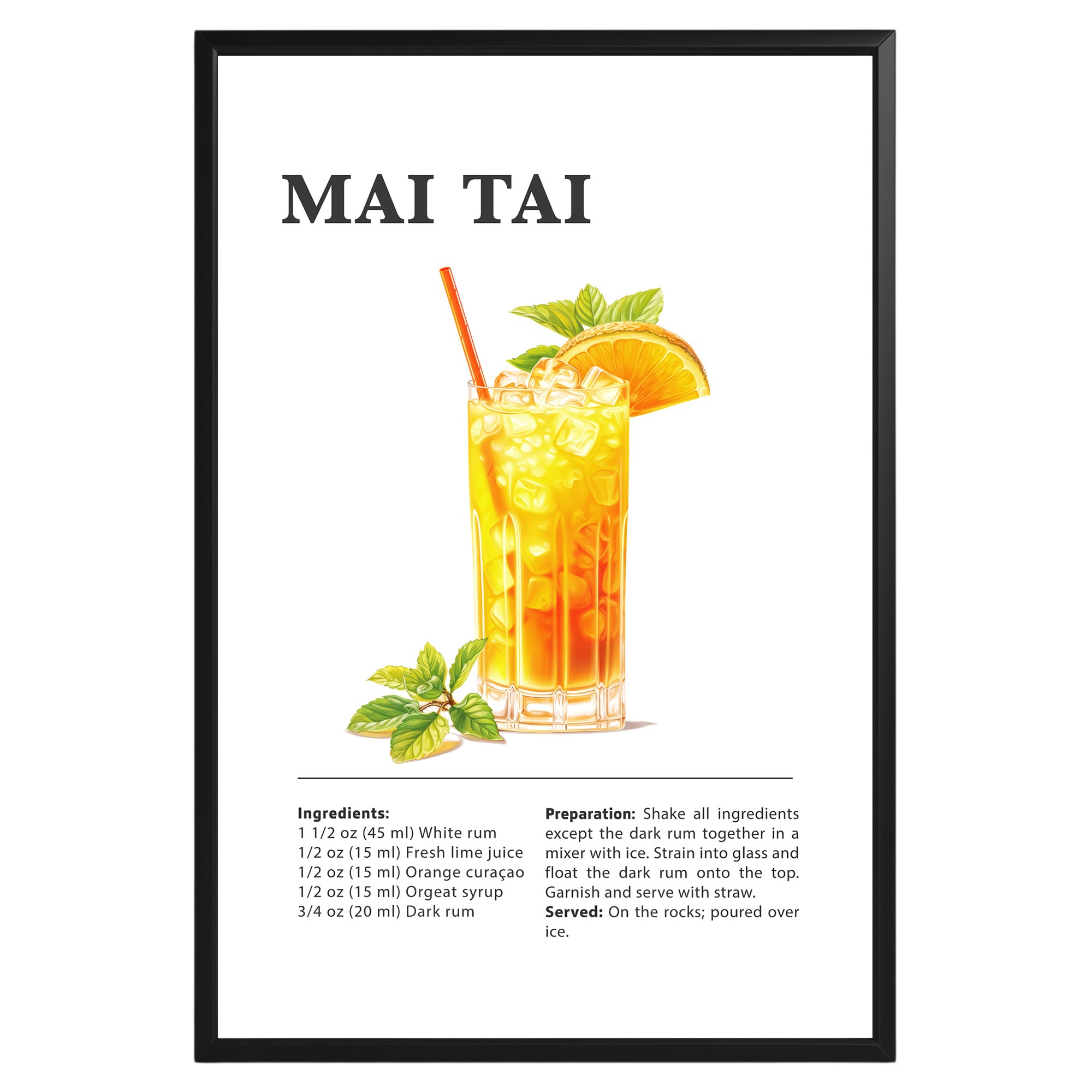 Mai Tai Cocktail Recipe Poster - GroovyGrove