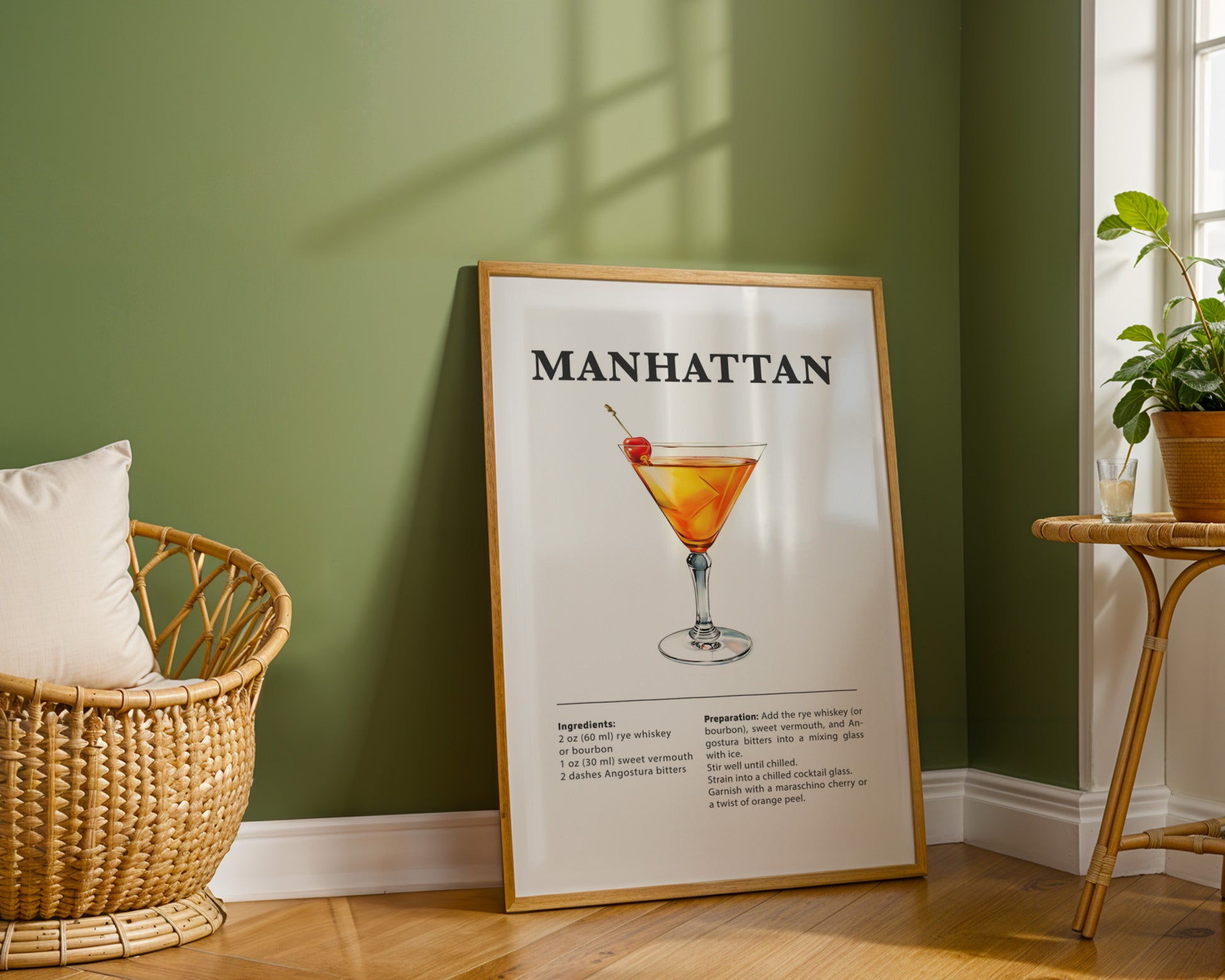 Manhattan Cocktail Recipe Poster - GroovyGrove