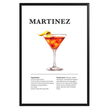 Martinez Cocktail Recipe Poster - GroovyGrove