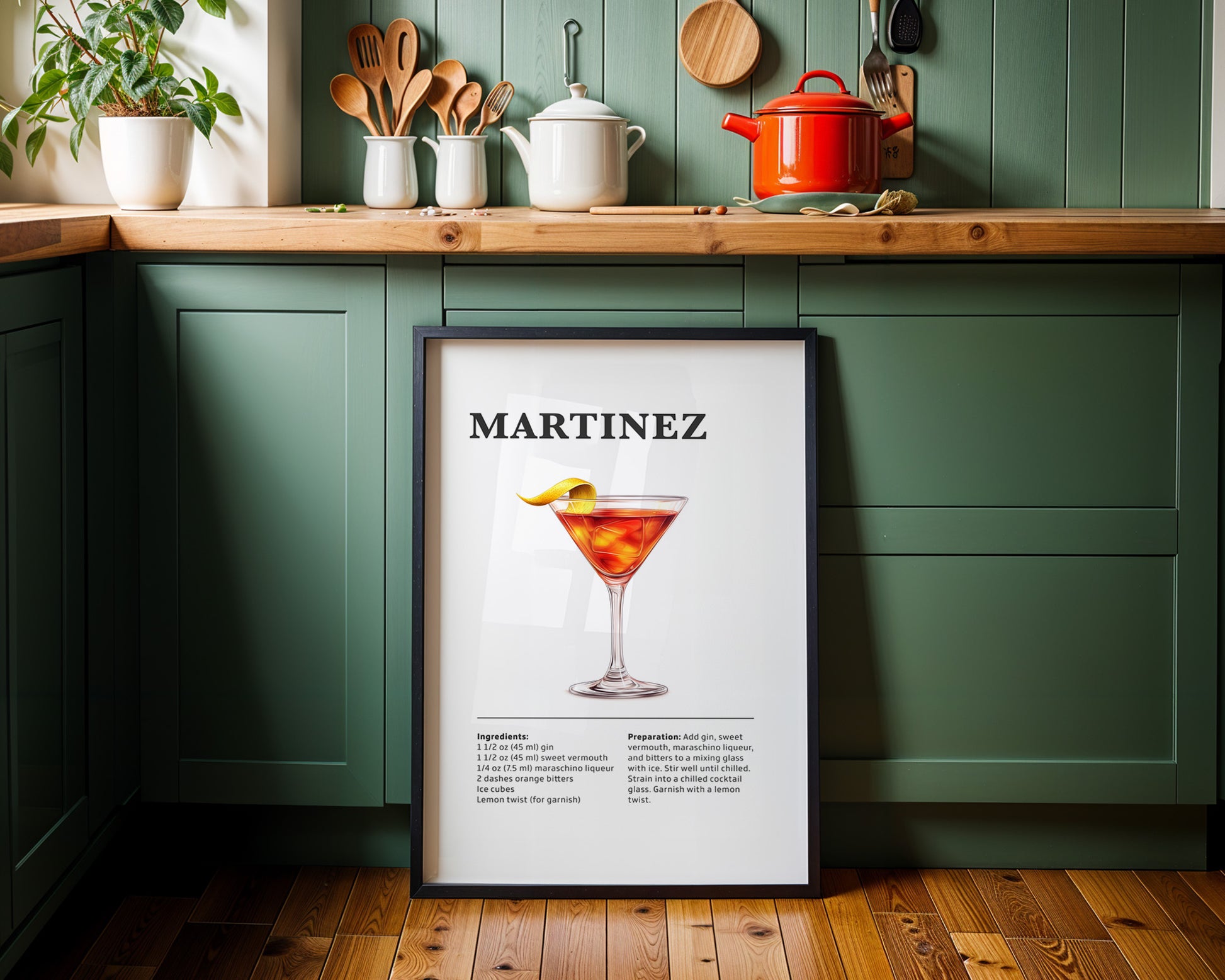 Martinez Cocktail Recipe Poster - GroovyGrove