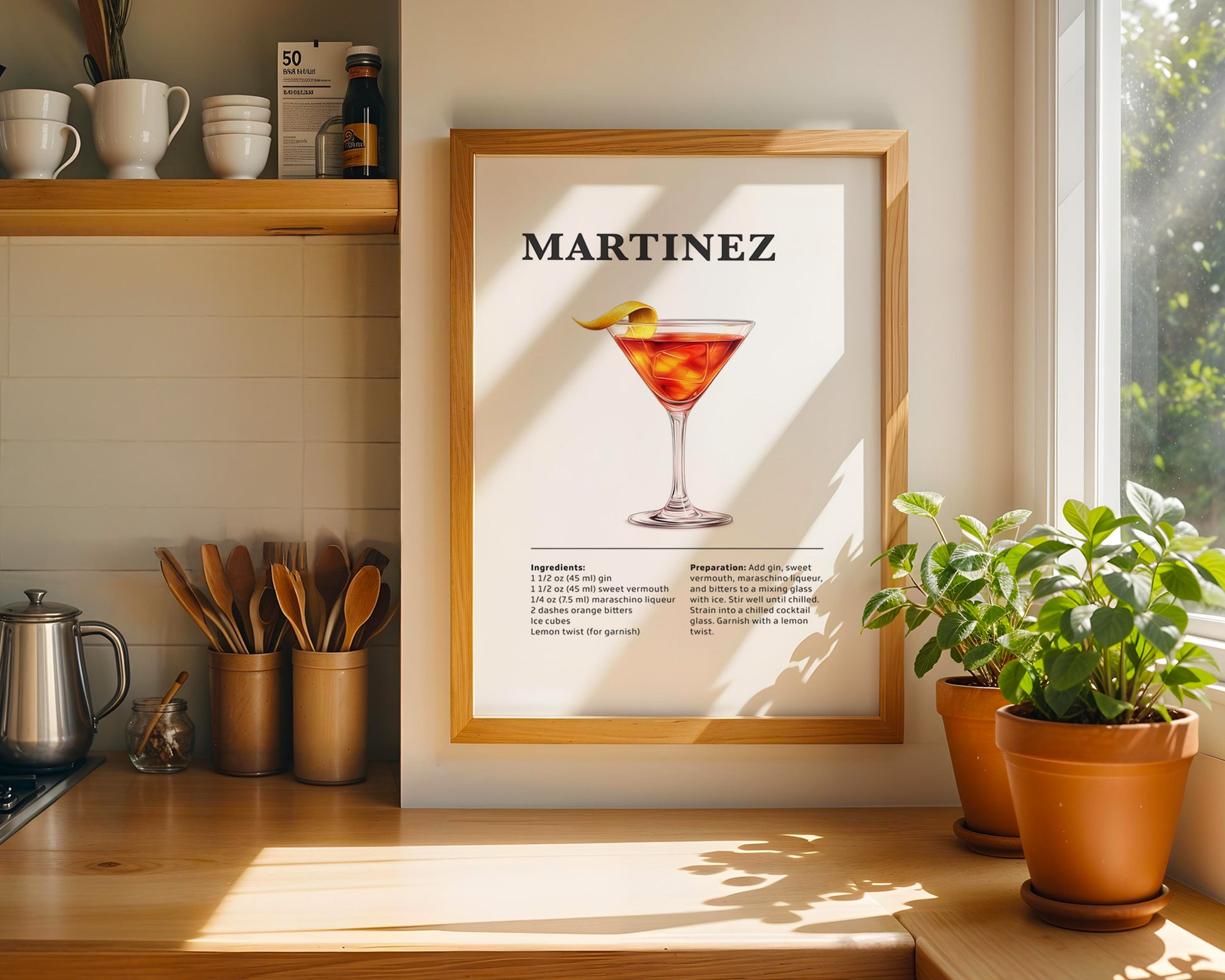 Martinez Cocktail Recipe Poster - GroovyGrove