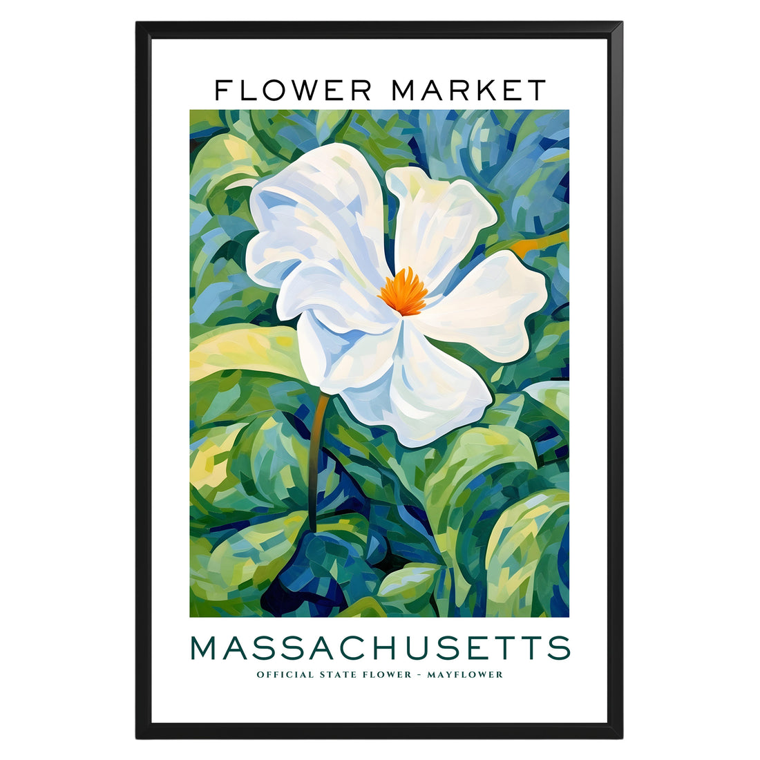 Massachusetts State Flower Market Poster - GroovyGrove