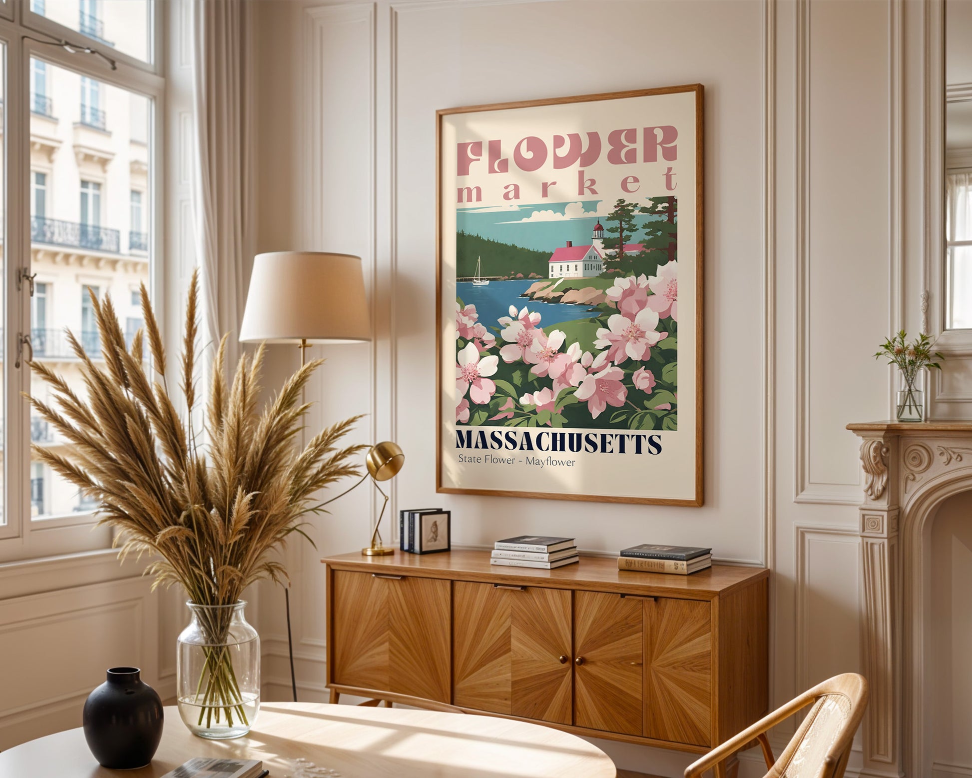 Massachusetts Flower Market Vintage Poster - GroovyGrove