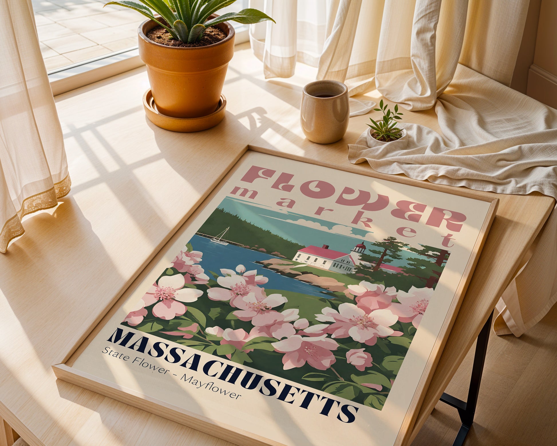 Massachusetts Flower Market Vintage Poster - GroovyGrove