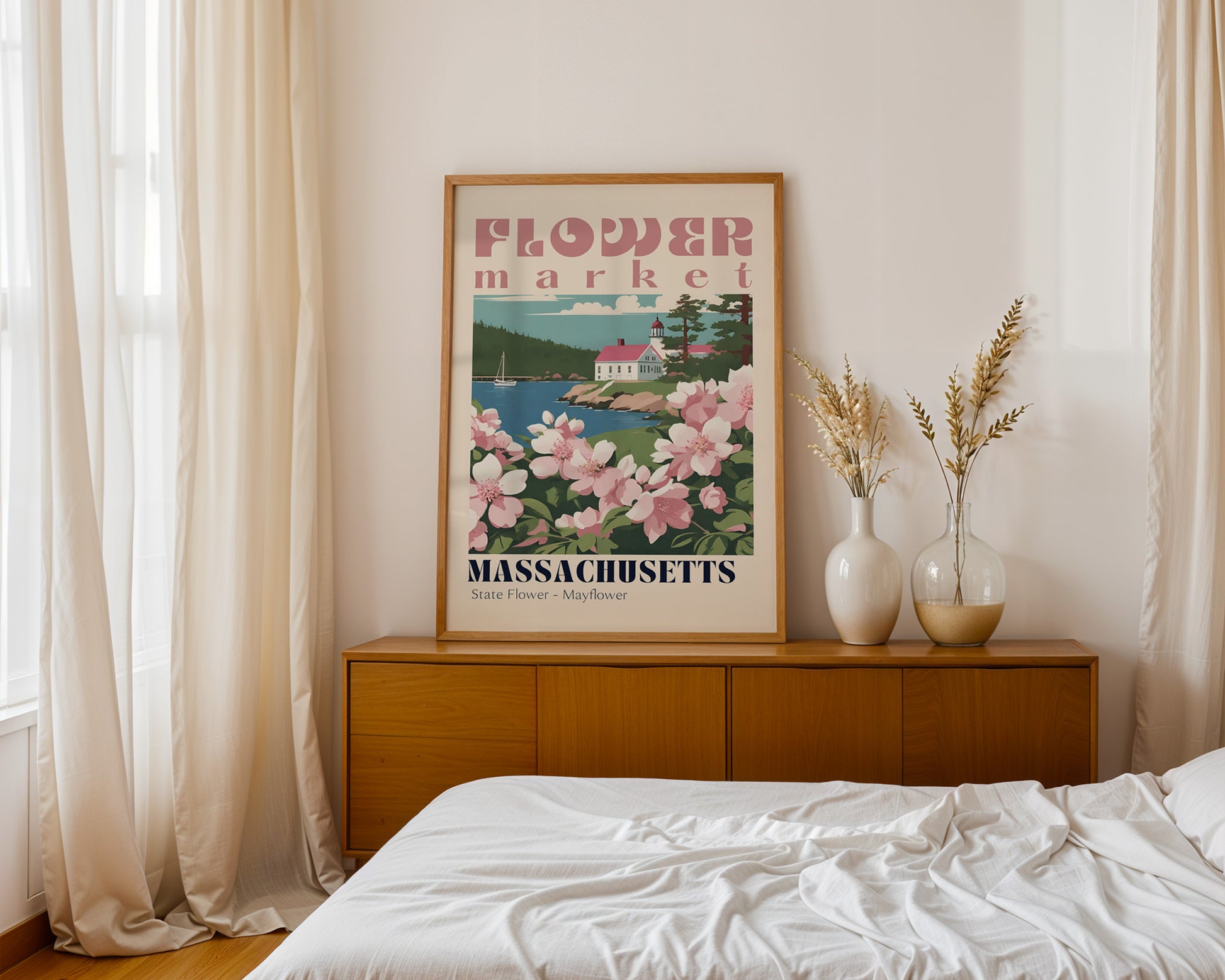 Massachusetts Flower Market Vintage Poster - GroovyGrove