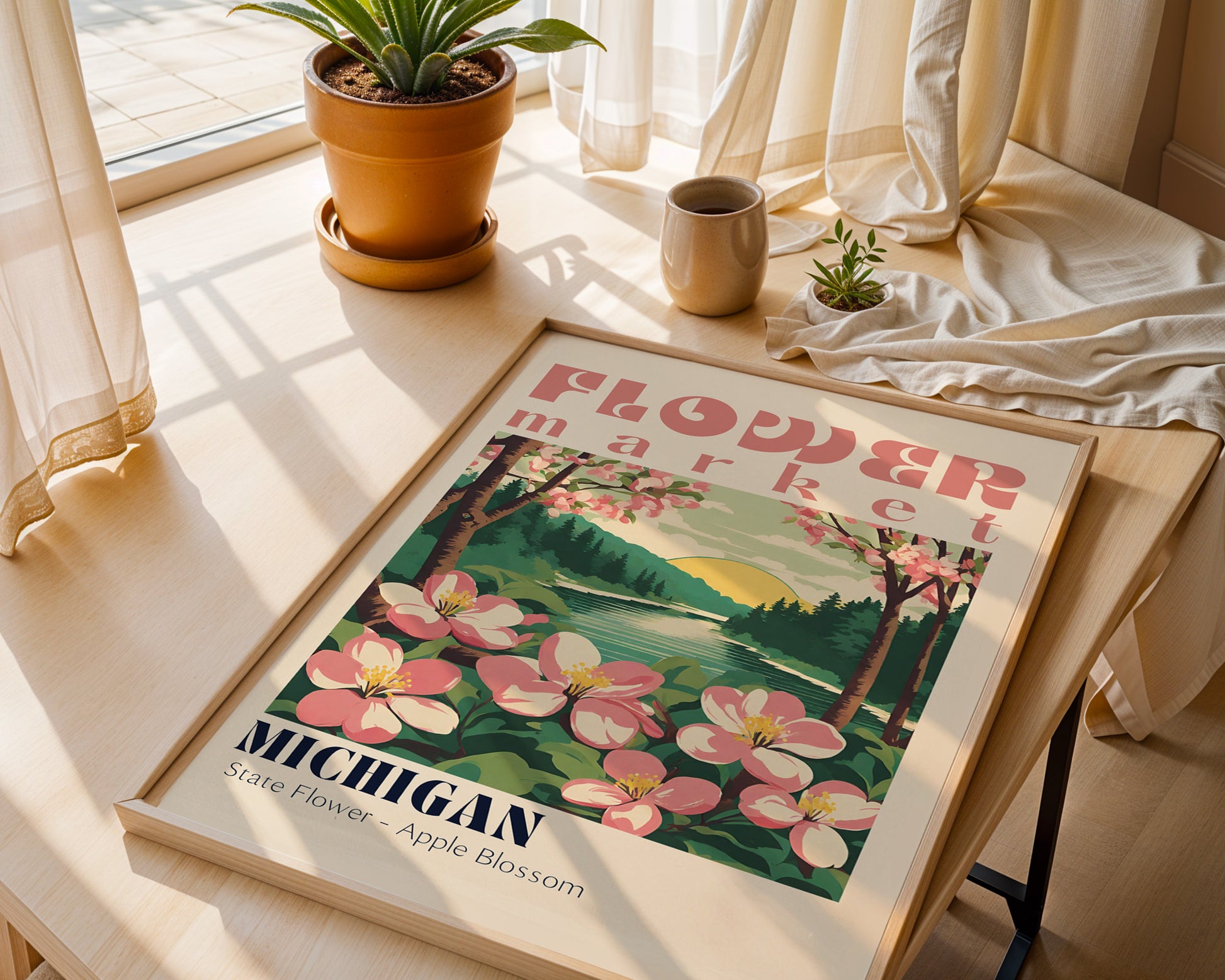 Michigan Flower Market Vintage Poster - GroovyGrove