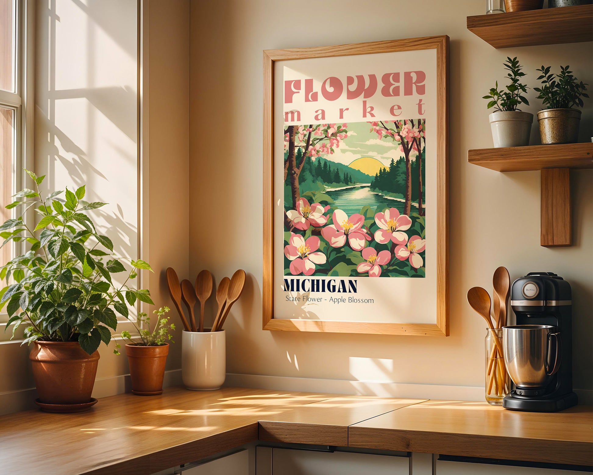 Michigan Flower Market Vintage Poster - GroovyGrove