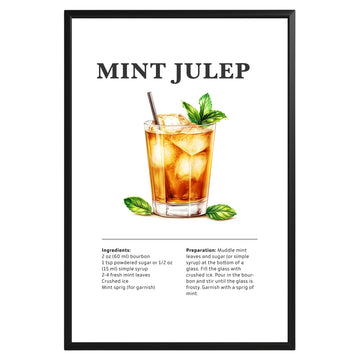 Mint Julep Cocktail Recipe Poster - GroovyGrove