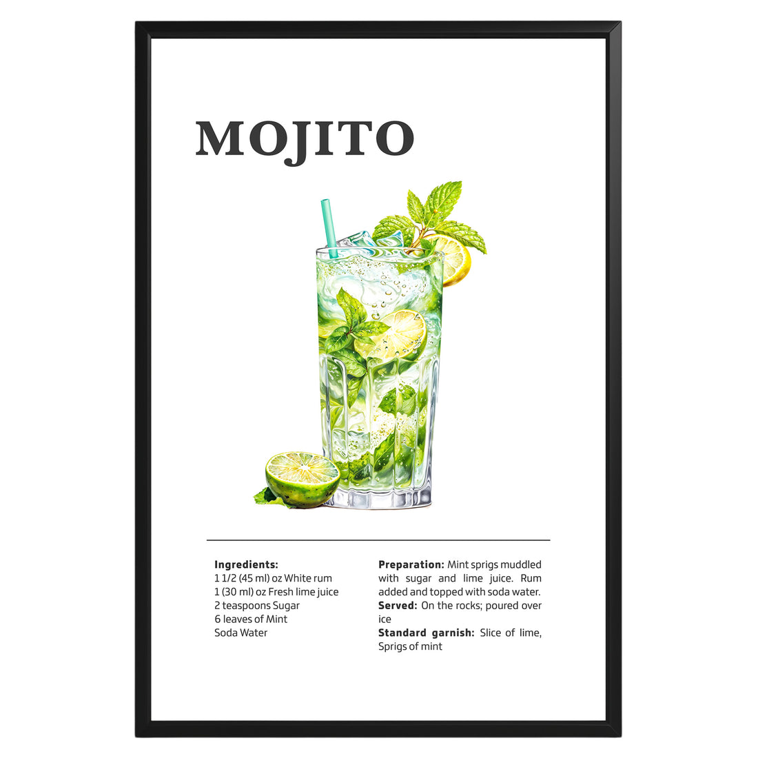 Mojito Cocktail Recipe Poster - GroovyGrove