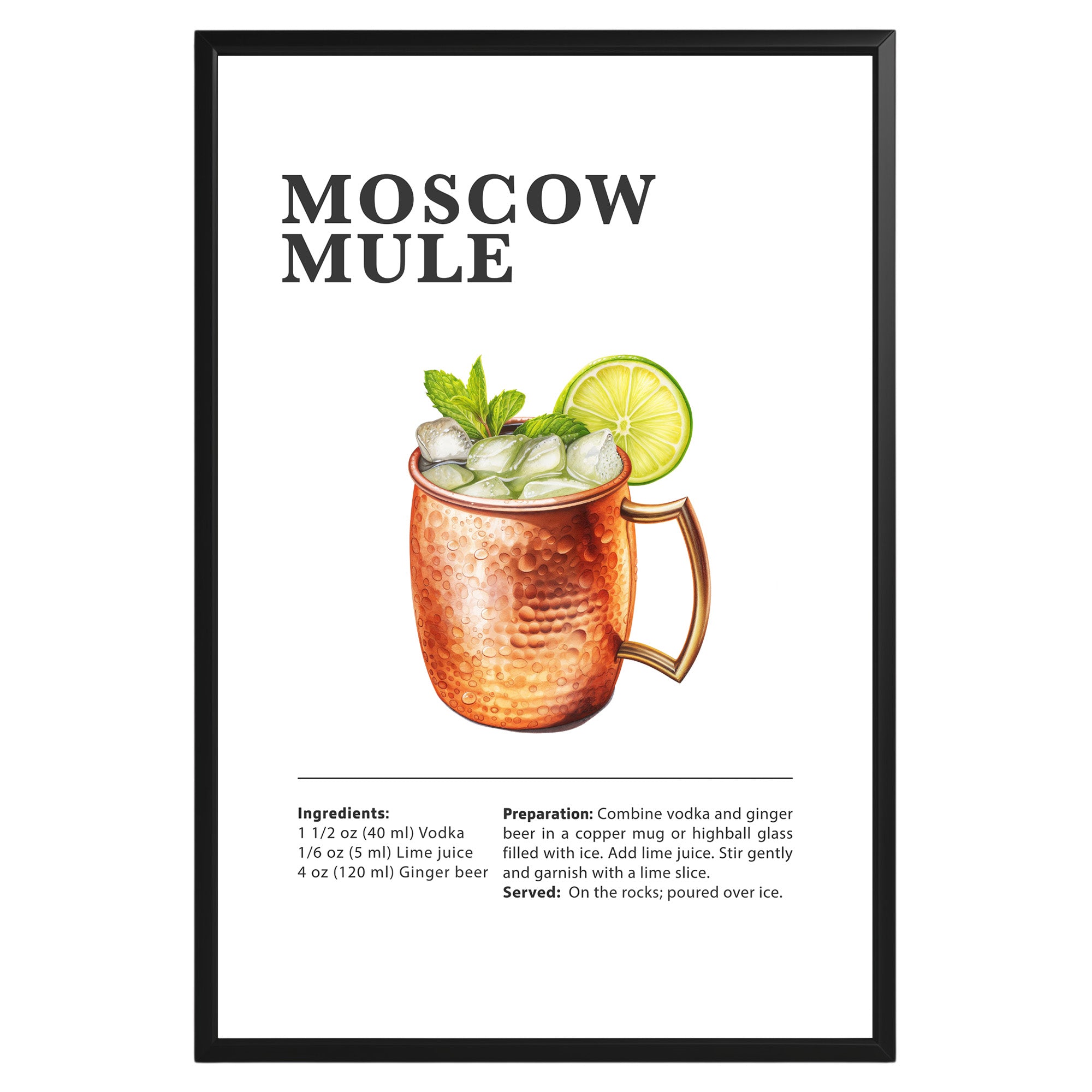 Moscow Mule Cocktail Recipe Poster - GroovyGrove