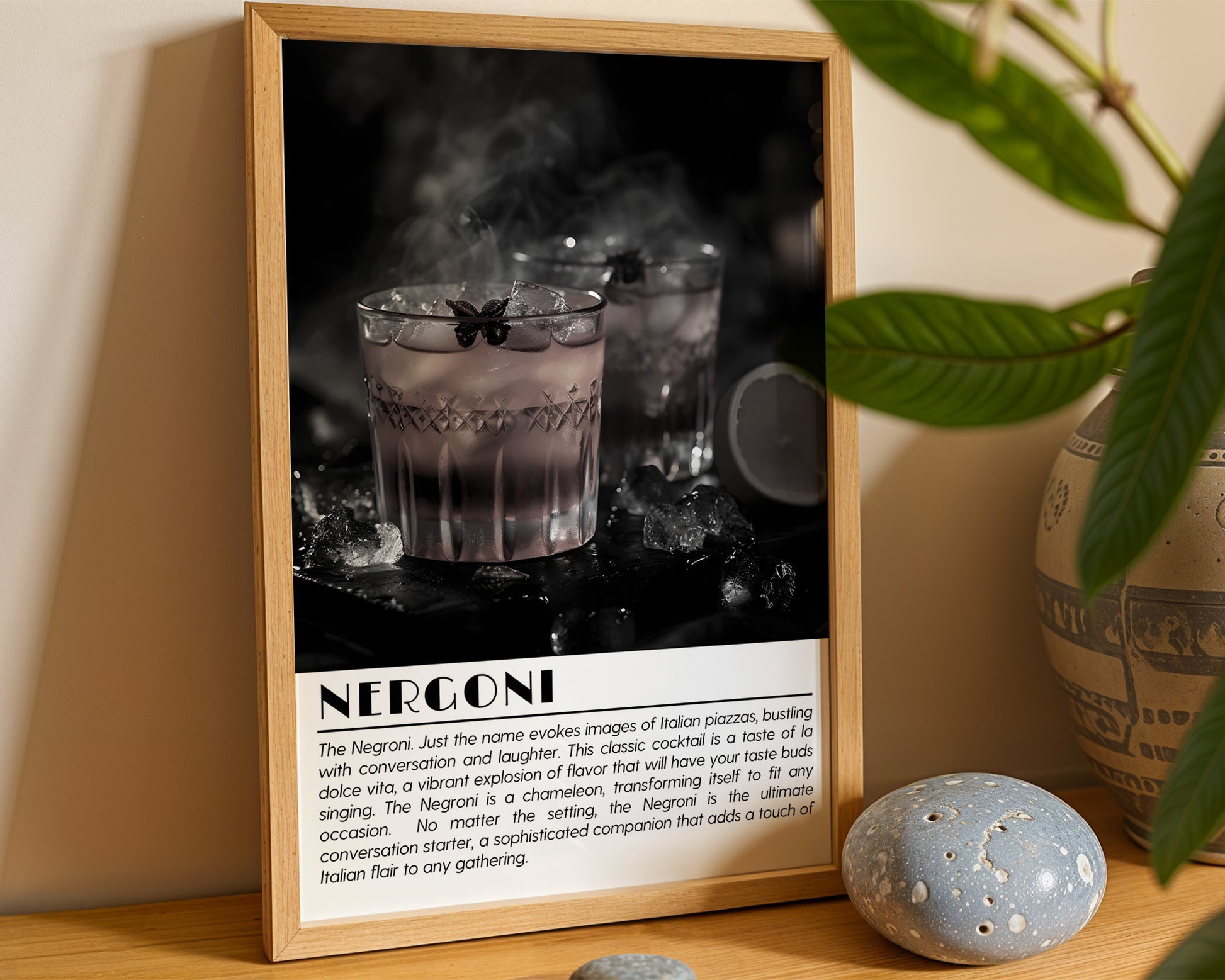 Negroni Cocktail Black and White Poster - GroovyGrove