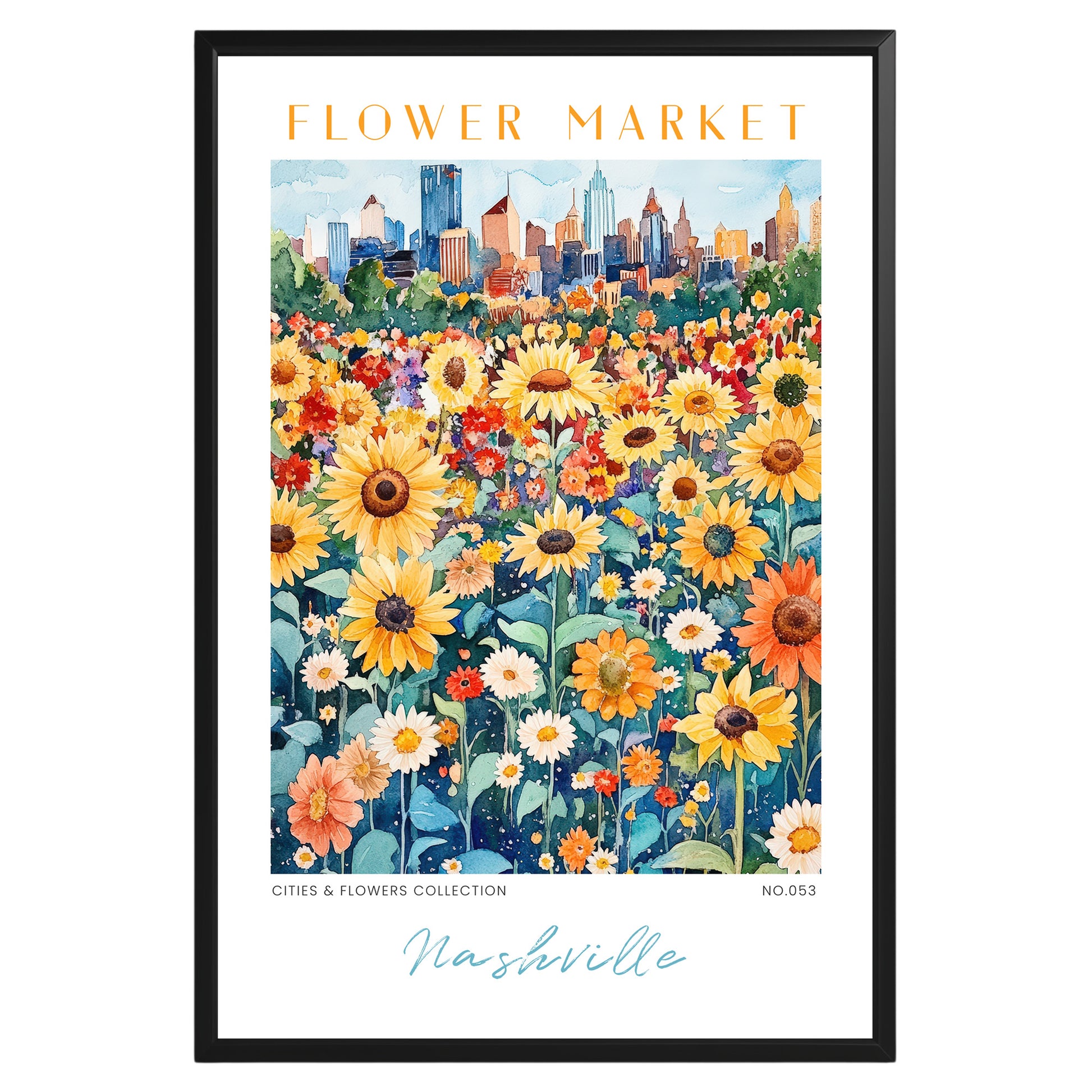 Nashville Tennessee Flower Market Poster - GroovyGrove