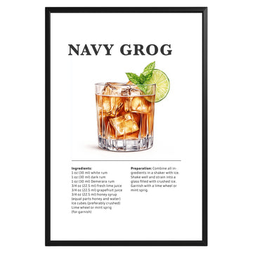 Navy Grog Cocktail Recipe Poster - GroovyGrove