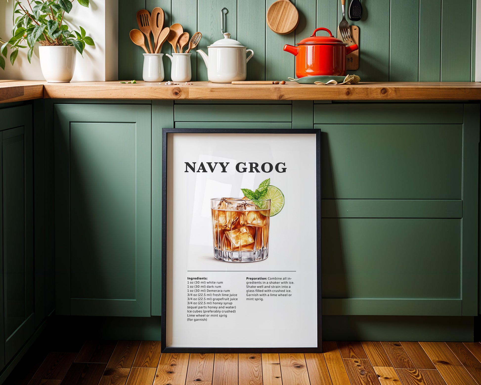 Navy Grog Cocktail Recipe Poster - GroovyGrove