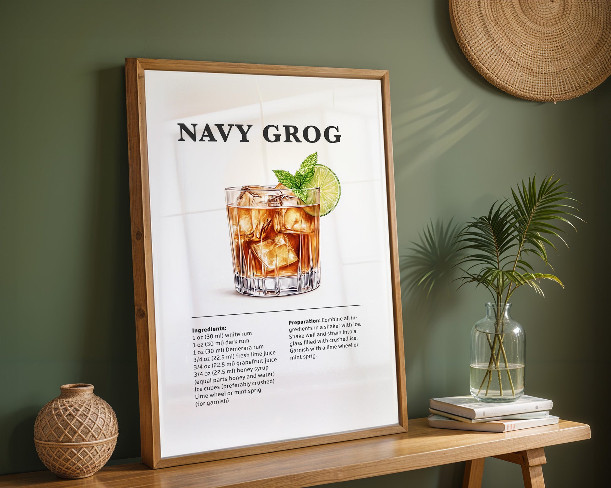 Navy Grog Cocktail Recipe Poster - GroovyGrove