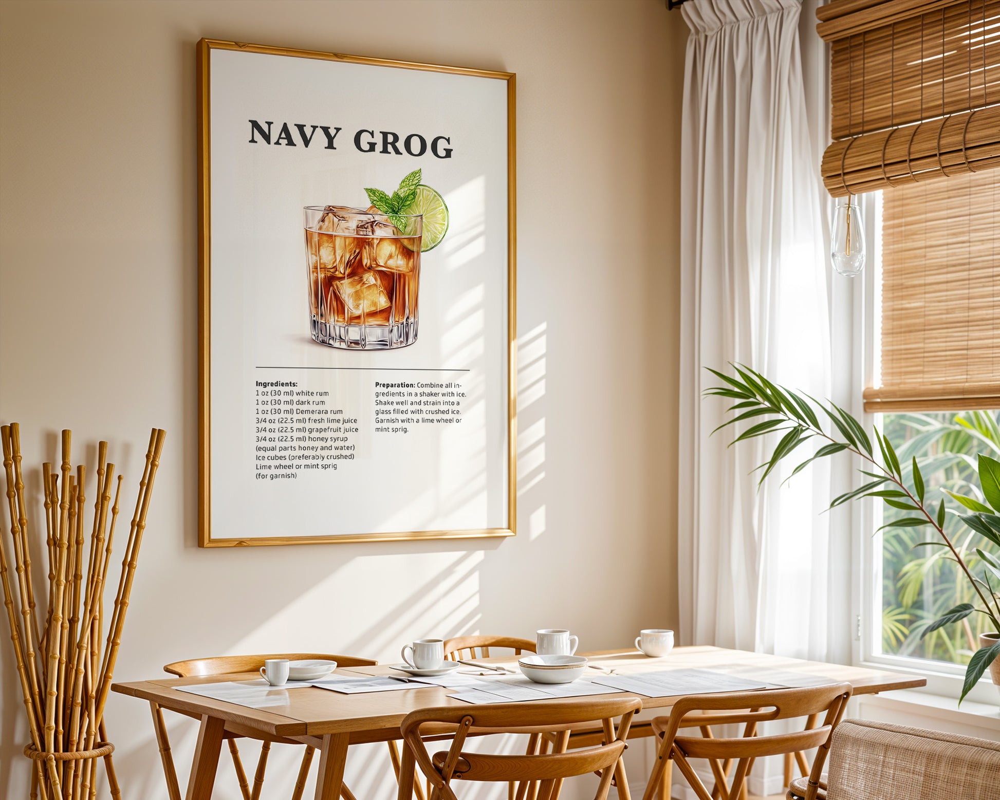 Navy Grog Cocktail Recipe Poster - GroovyGrove