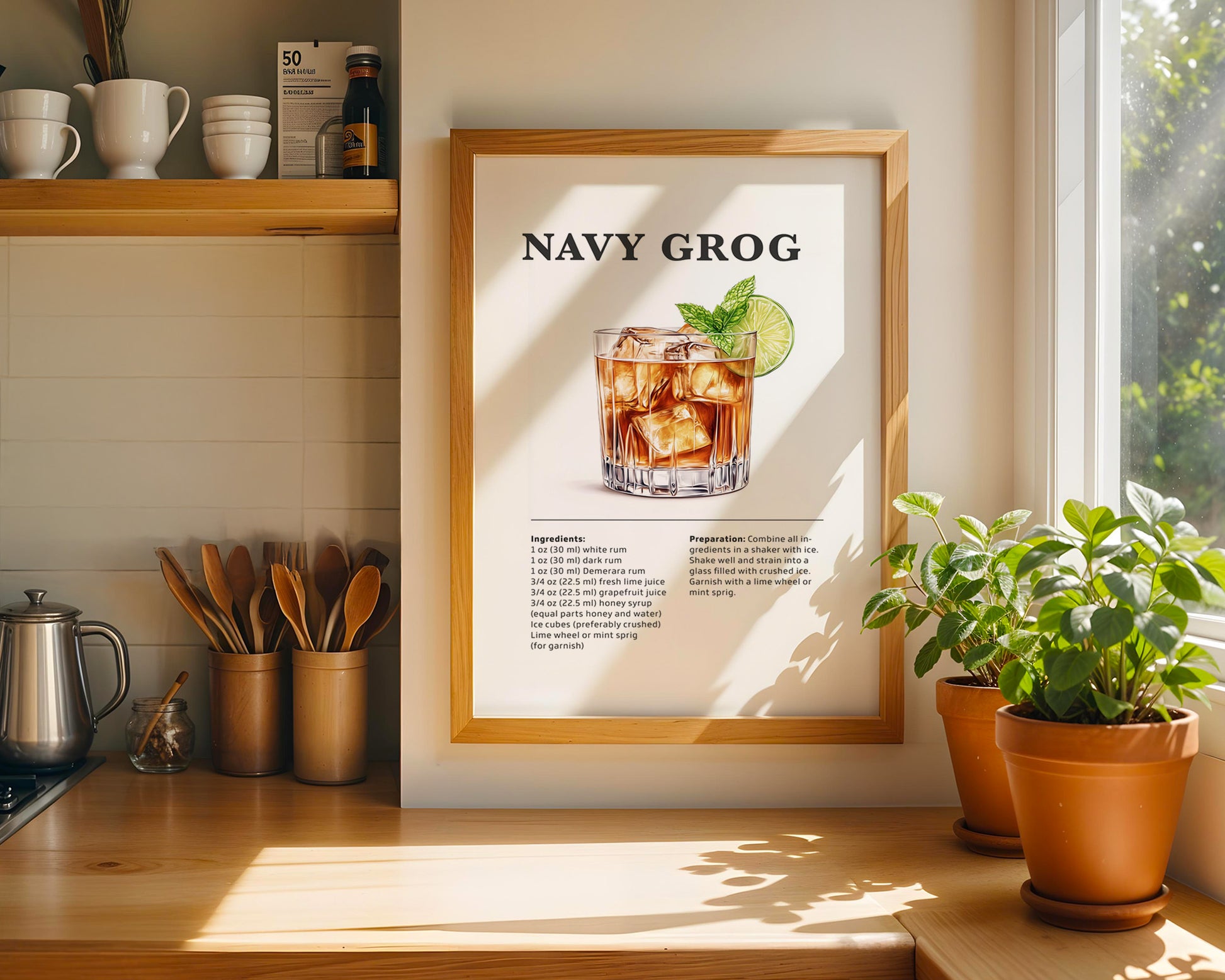 Navy Grog Cocktail Recipe Poster - GroovyGrove