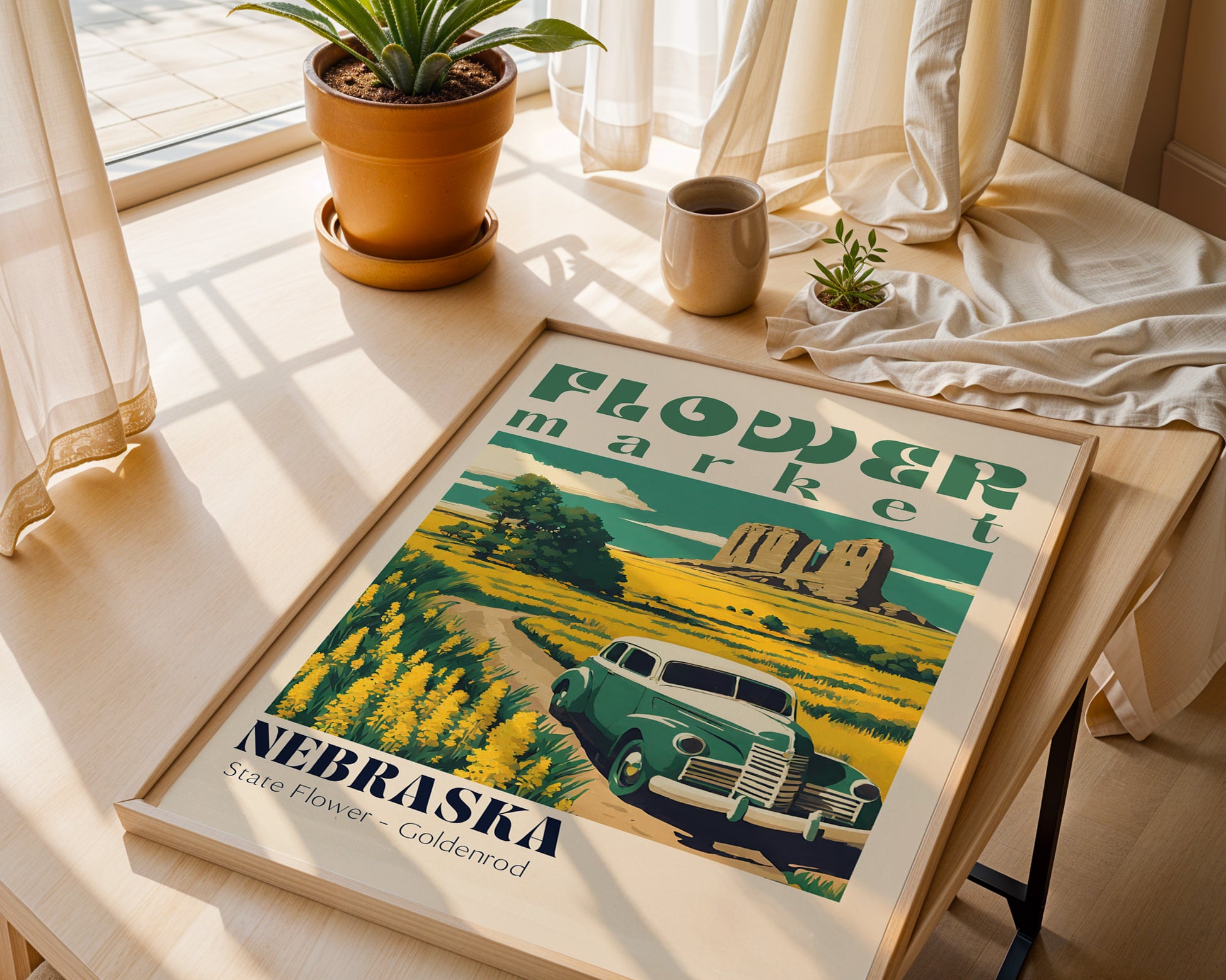 Nebraska Flower Market Vintage Poster - GroovyGrove