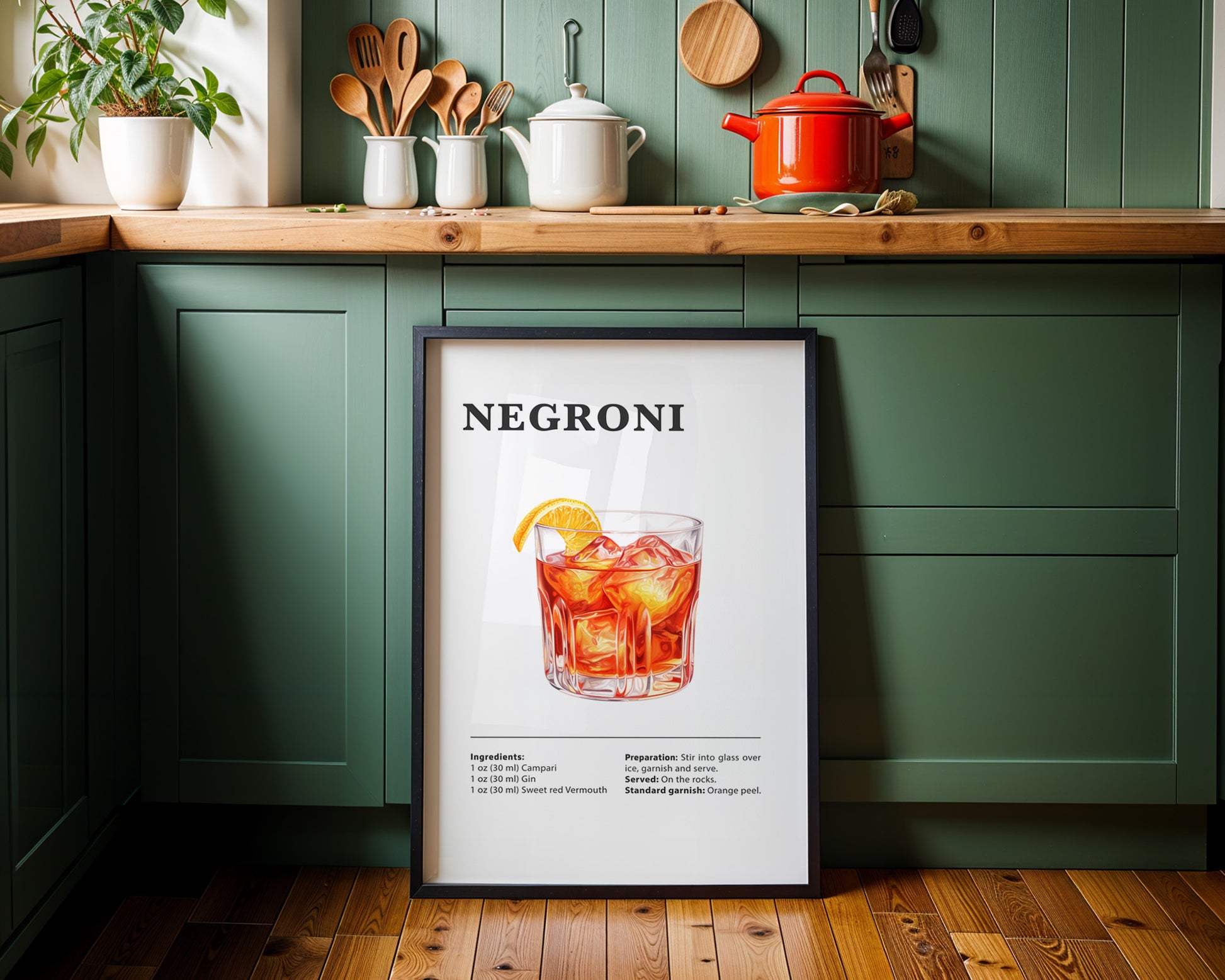 Negroni Cocktail Recipe Poster - GroovyGrove