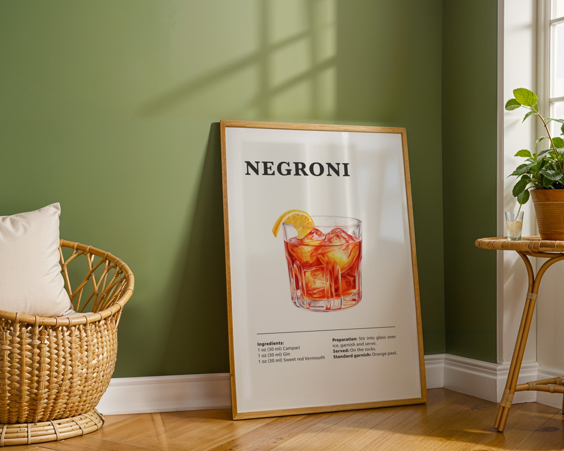 Negroni Cocktail Recipe Poster - GroovyGrove