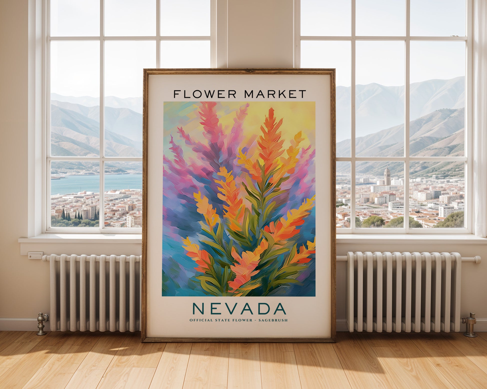 Nevada State Flower Market Poster - GroovyGrove