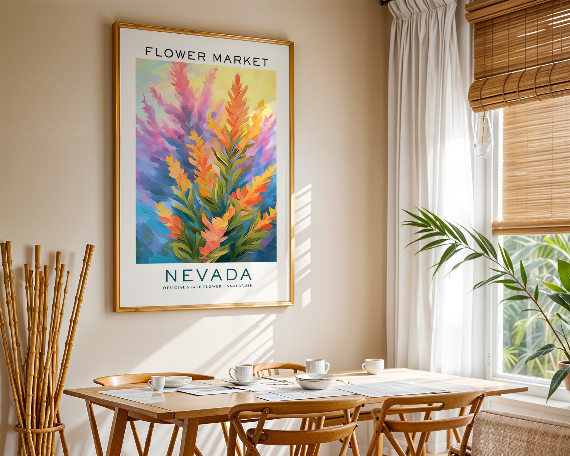 Nevada State Flower Market Poster - GroovyGrove