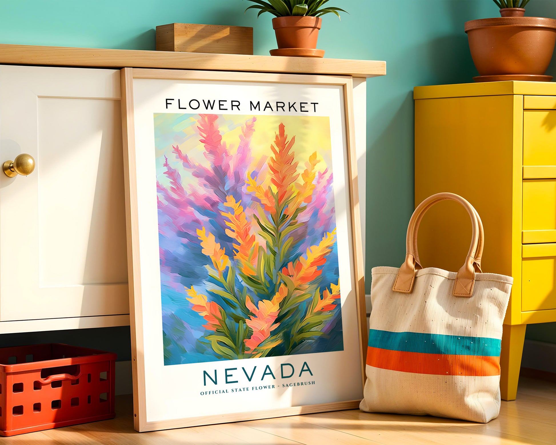 Nevada State Flower Market Poster - GroovyGrove