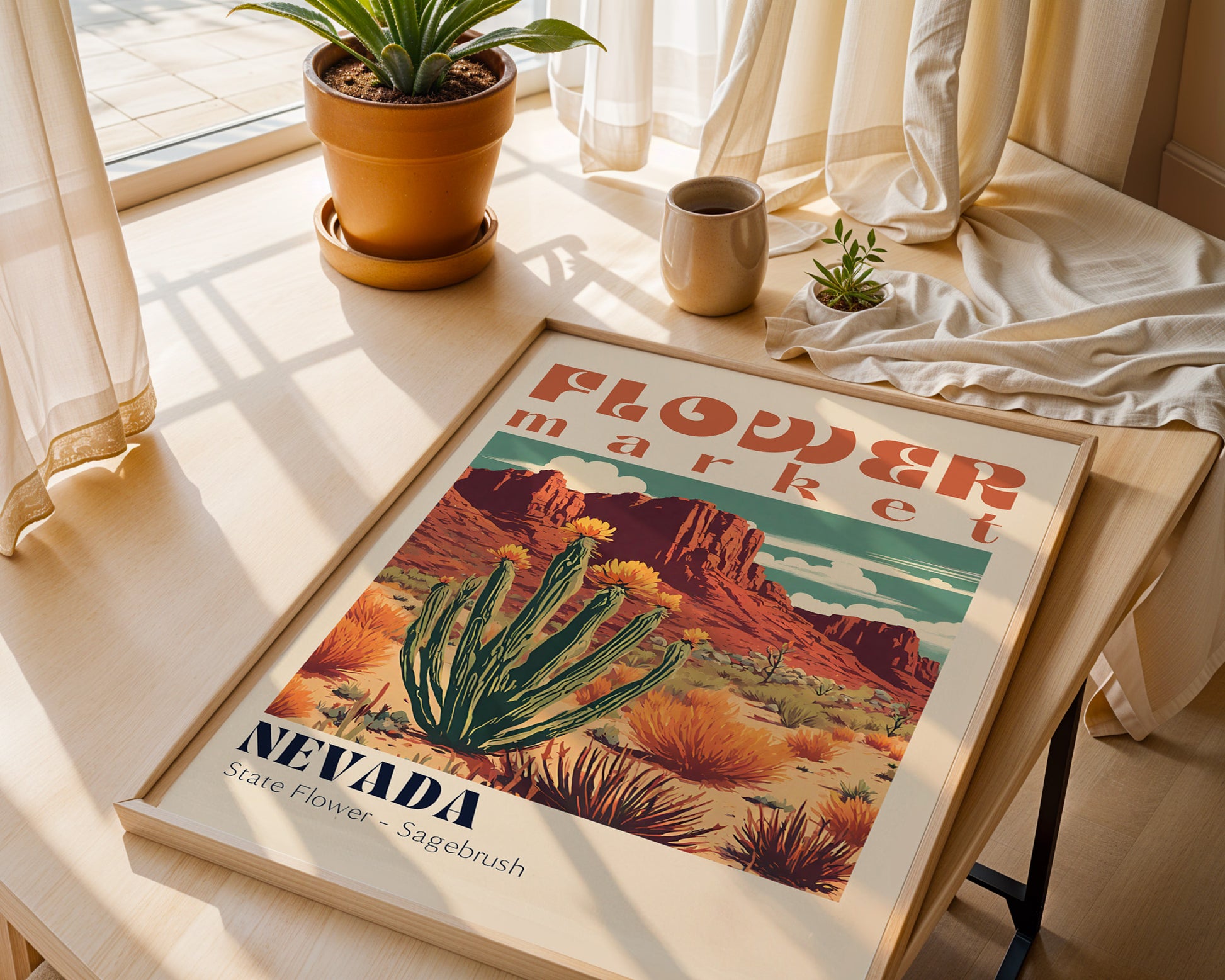 Nevada Flower Market Vintage Poster - GroovyGrove